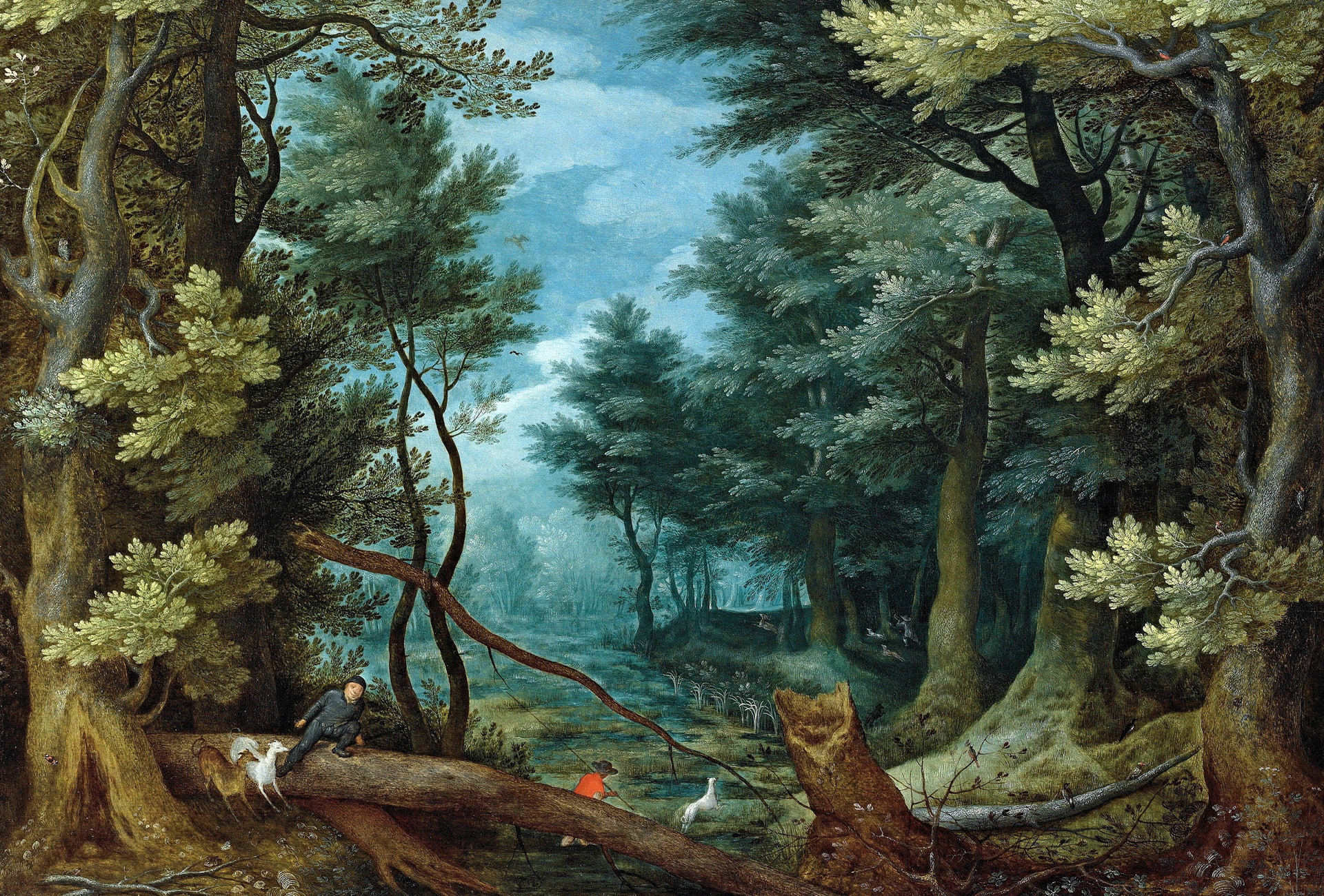 picture, Jan Brueghel the elder, Forest Landscape with Deer Hunting