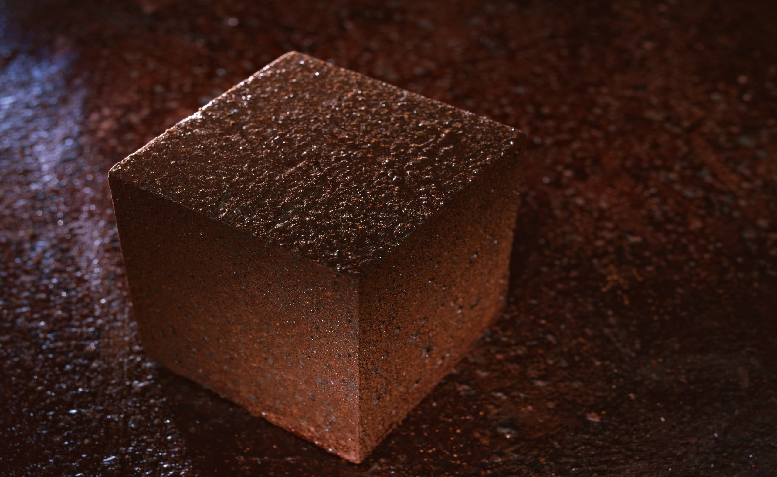Rust Looking Cube, square chocolate slice, Aero, Macro, brown