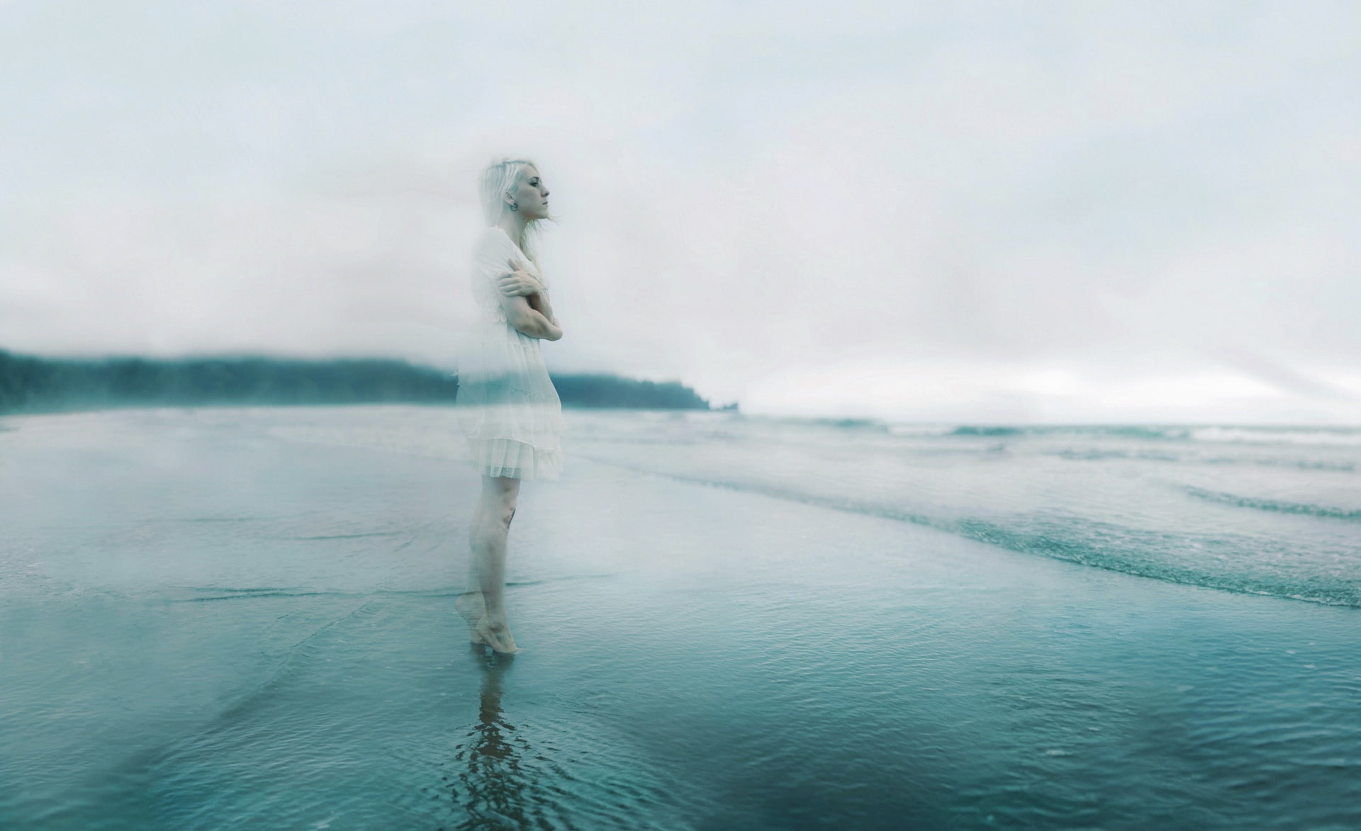 Ghost, women's white dress, Aero, Creative, water, sea, beauty in nature