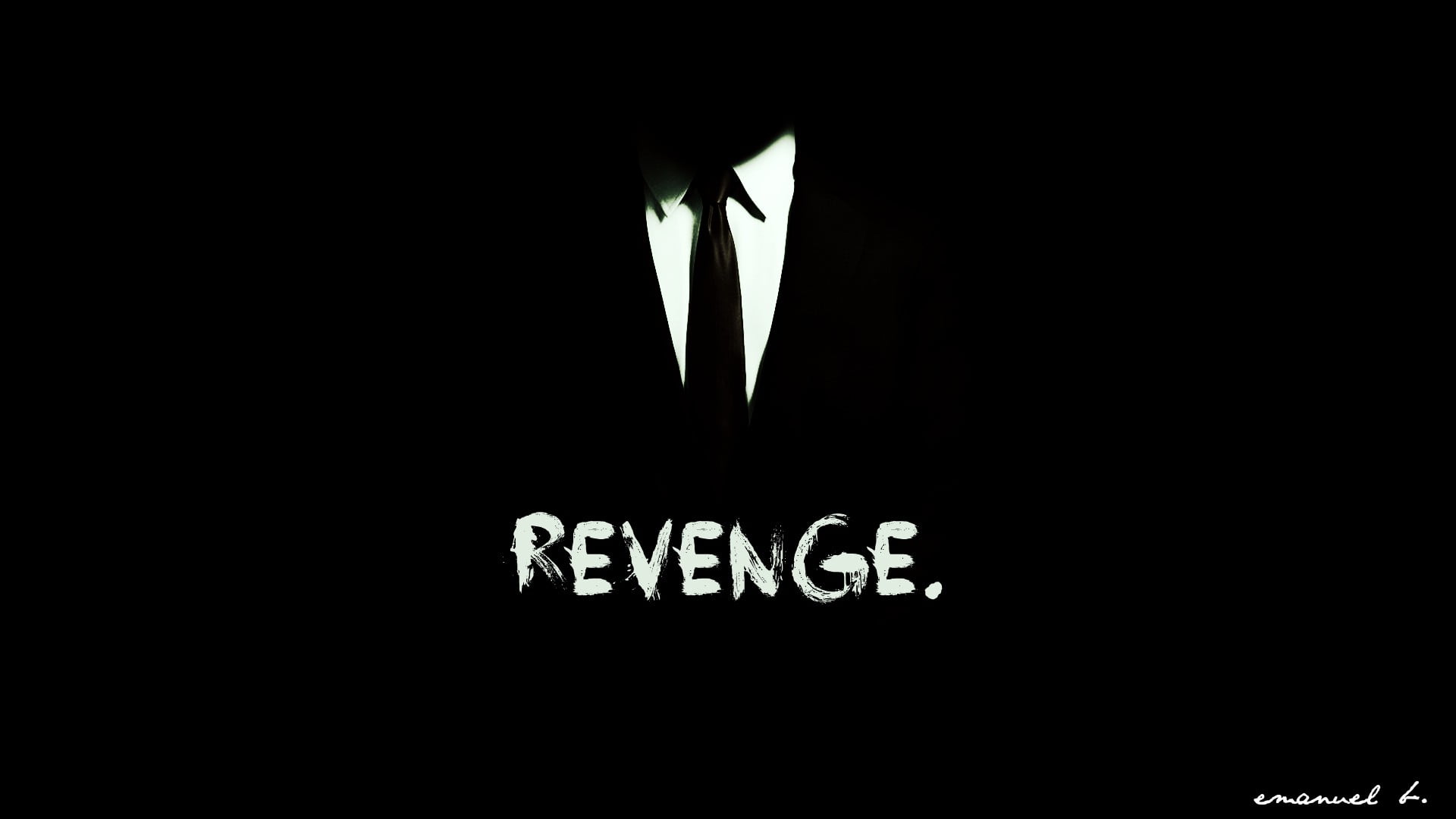 Revenge digital wallpaper, quote, Emanuelb, tie, digital art