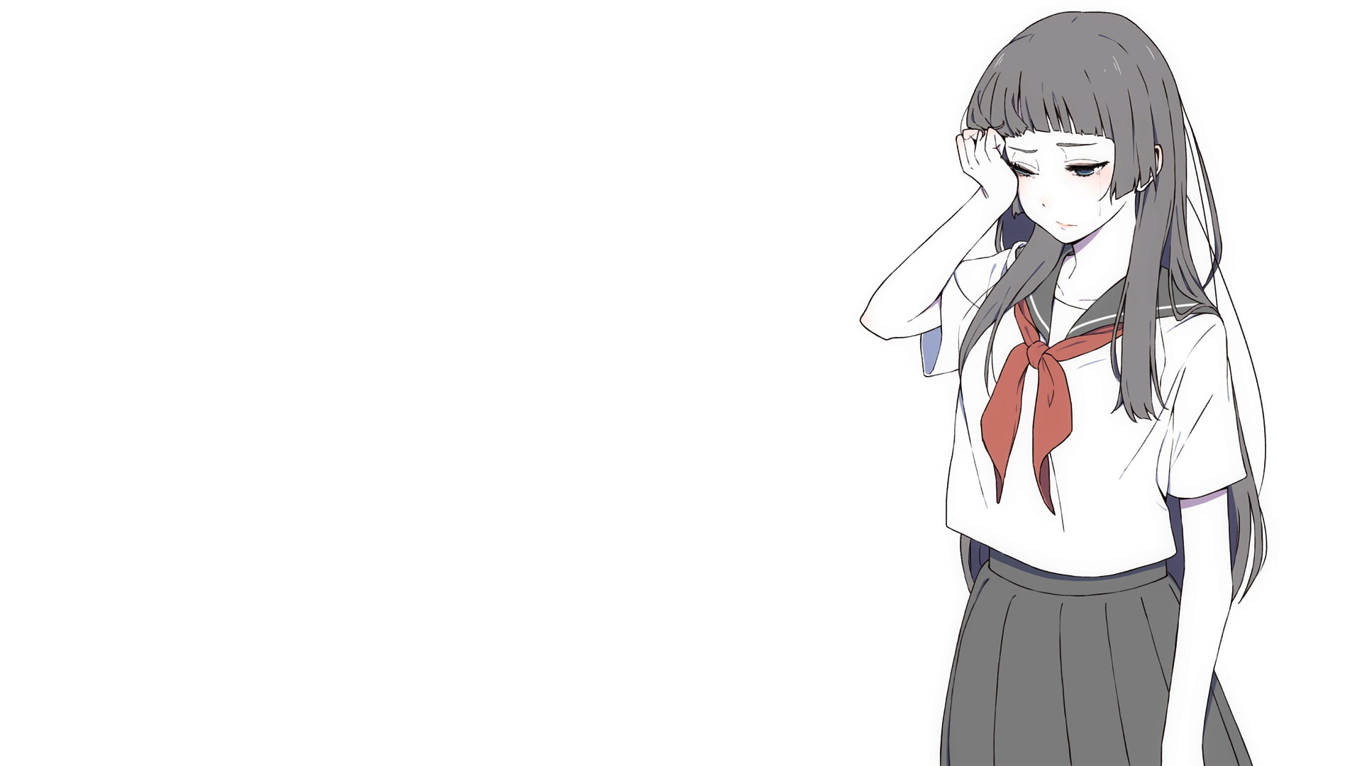 anime, manga, anime girls, simple background, minimalism, schoolgirl