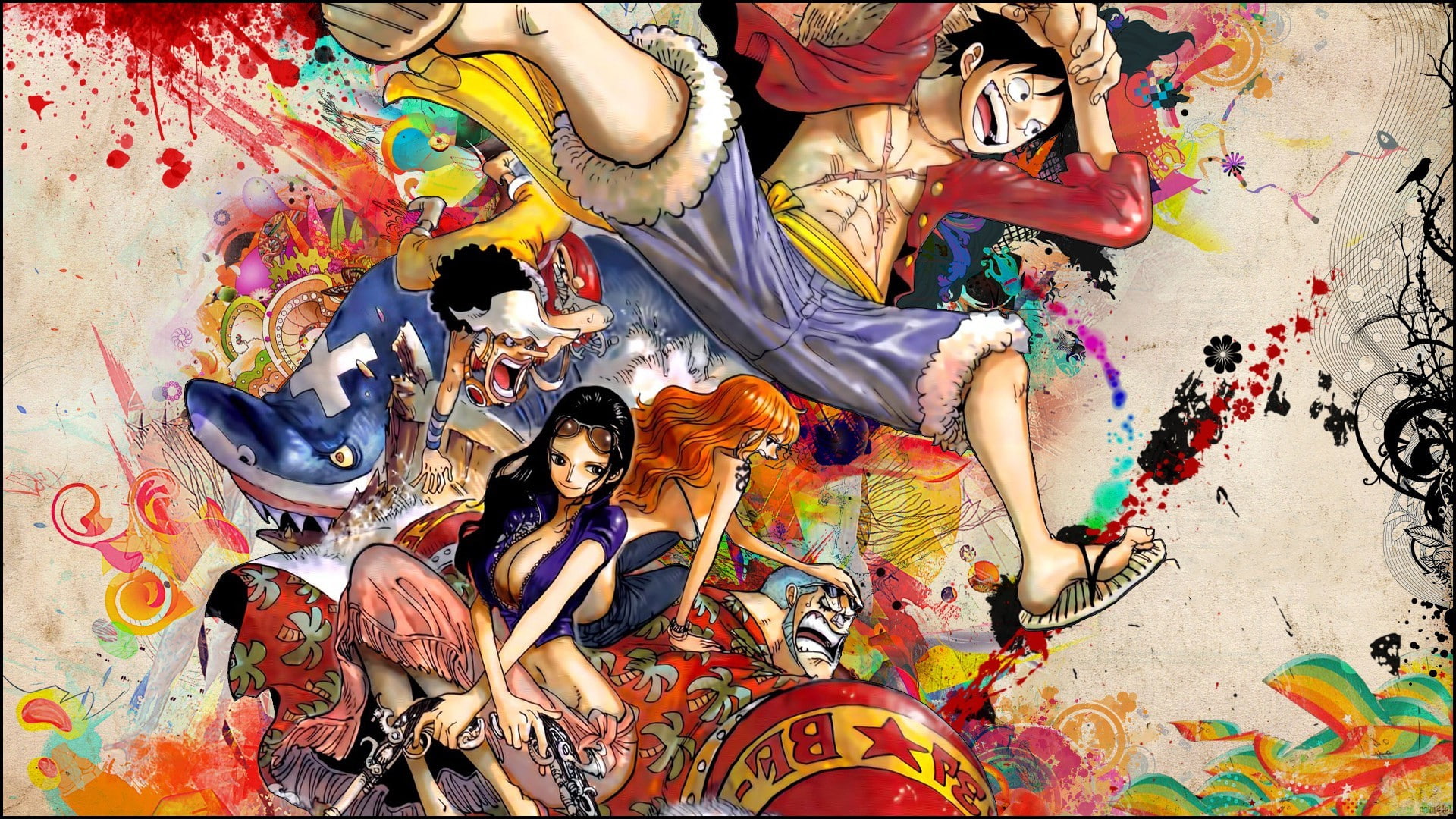 anime one piece monkey d_ luffy snyp, multi colored, art and craft