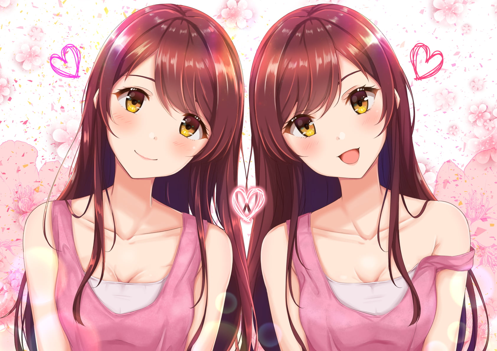 anime, anime girls, The Idolmaster: Shiny Colors, twins, long hair