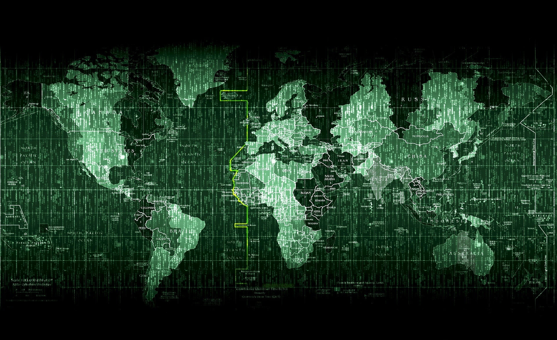 Matrix World Map, world map computer code, Travel, Maps, matrix code