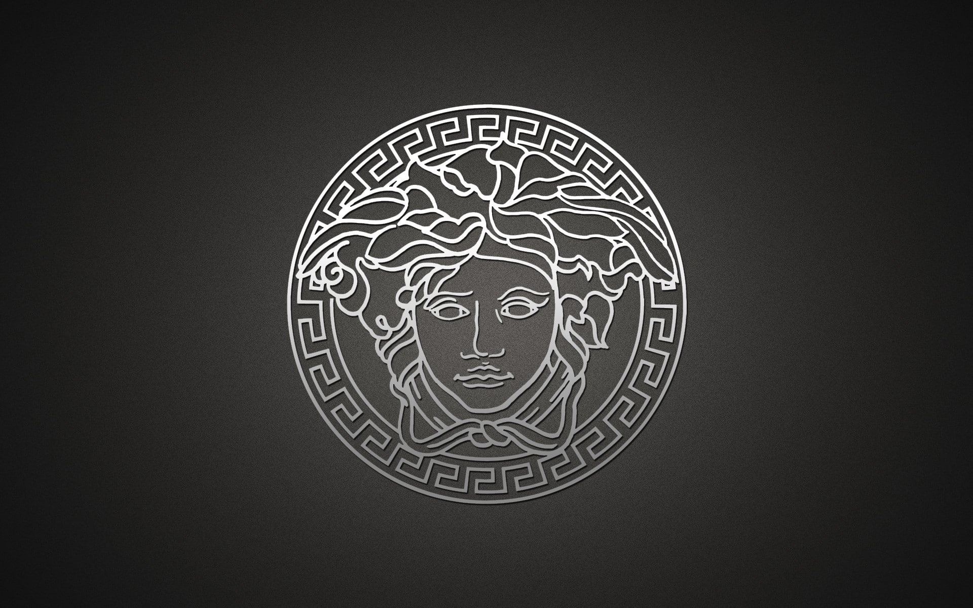 Versace, Logo, Brand, black background, circle, no people, geometric shape