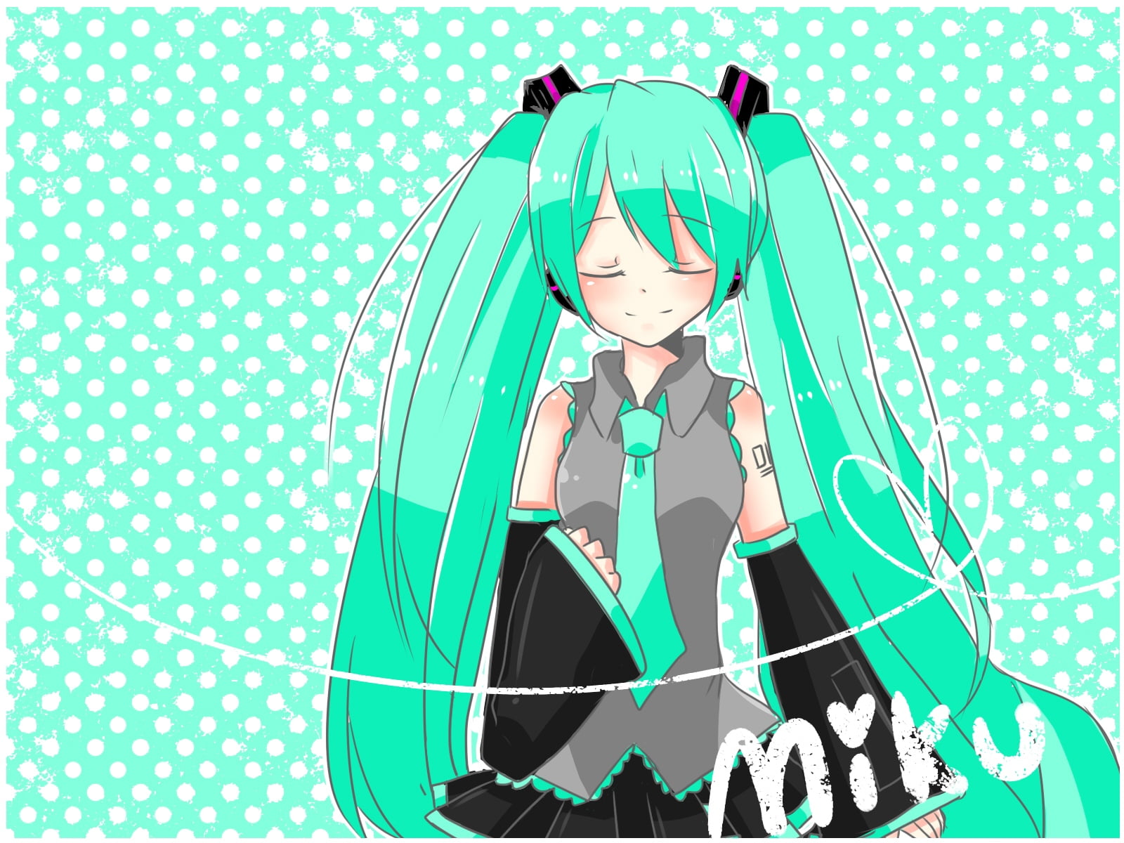 Hatsume Miku, vocaloid, hatsune miku, girl, tie, smile, women