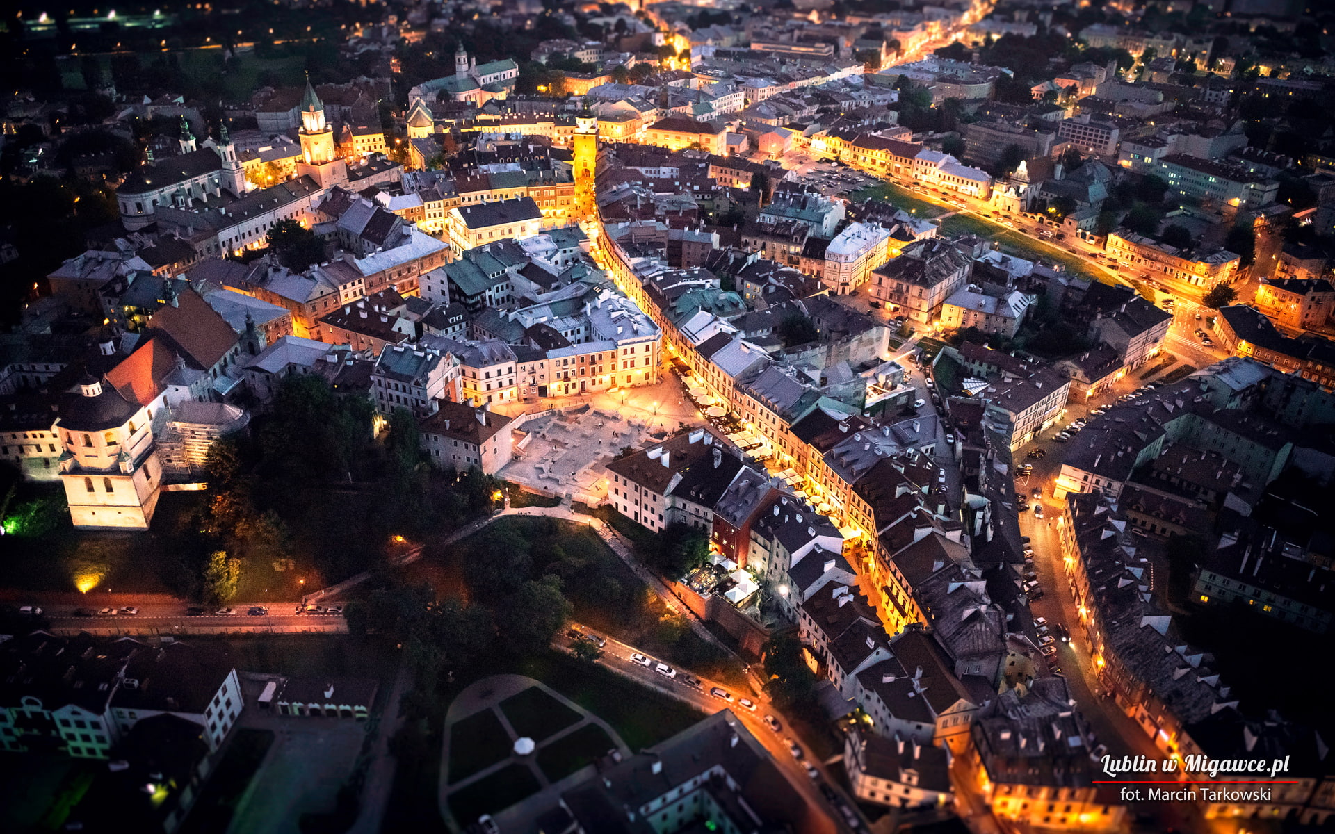 Lublin, Poland, Polish, cityscape, Europe, lights, city lights