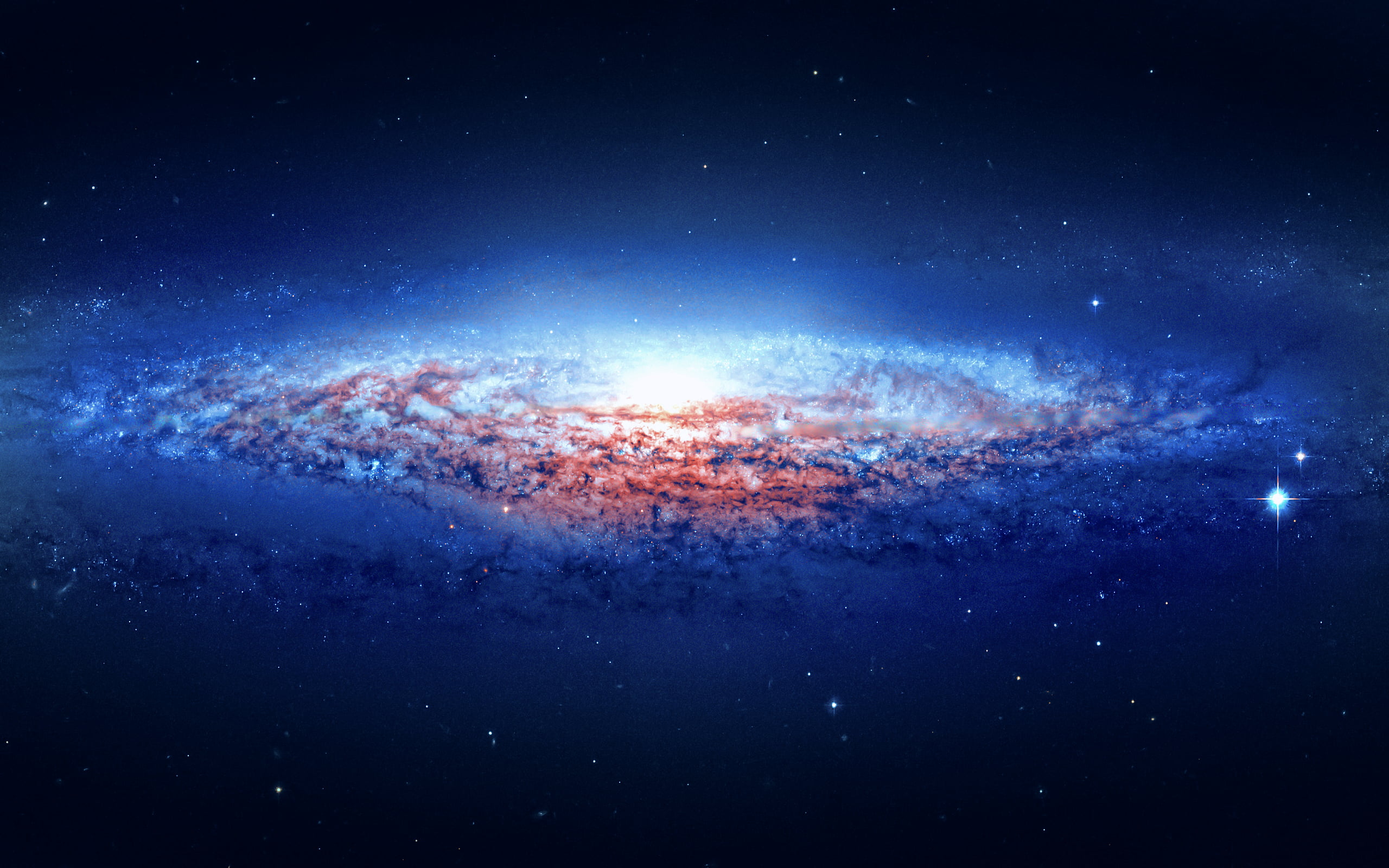 galaxy illustration, red and blue milky way, space, Andromeda
