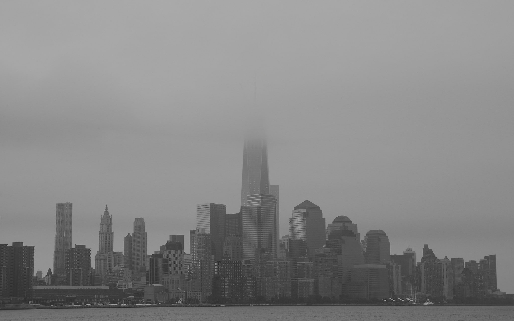 mist, monochrome, One World Trade Center, skyscraper, city