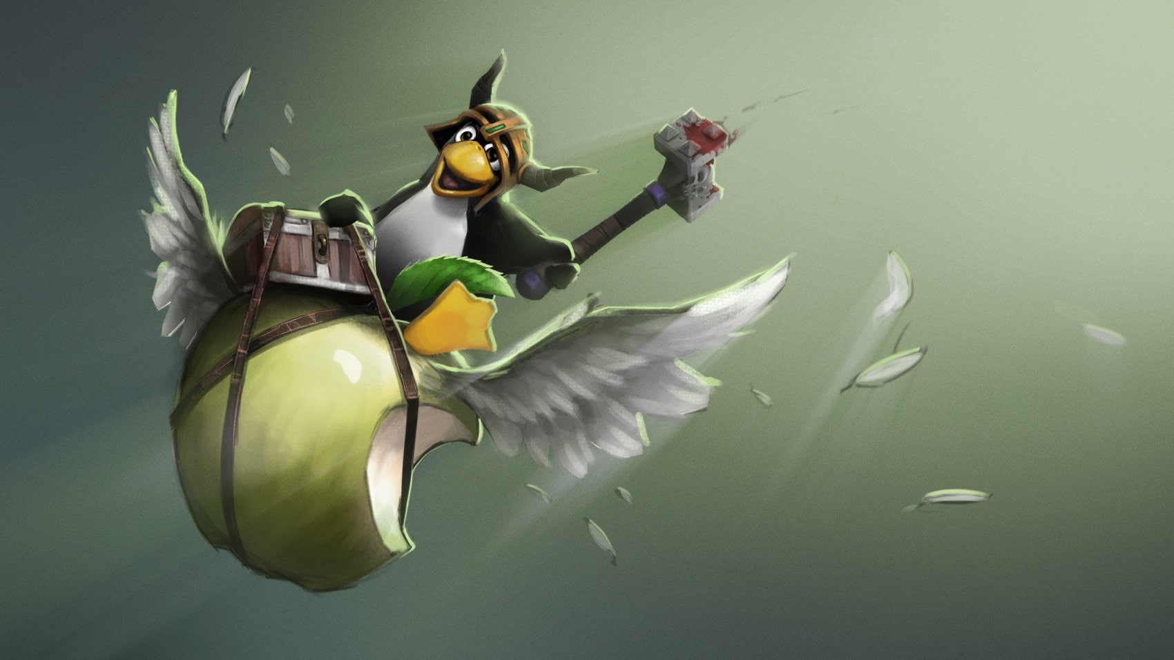 apple, drawing, linux, wings