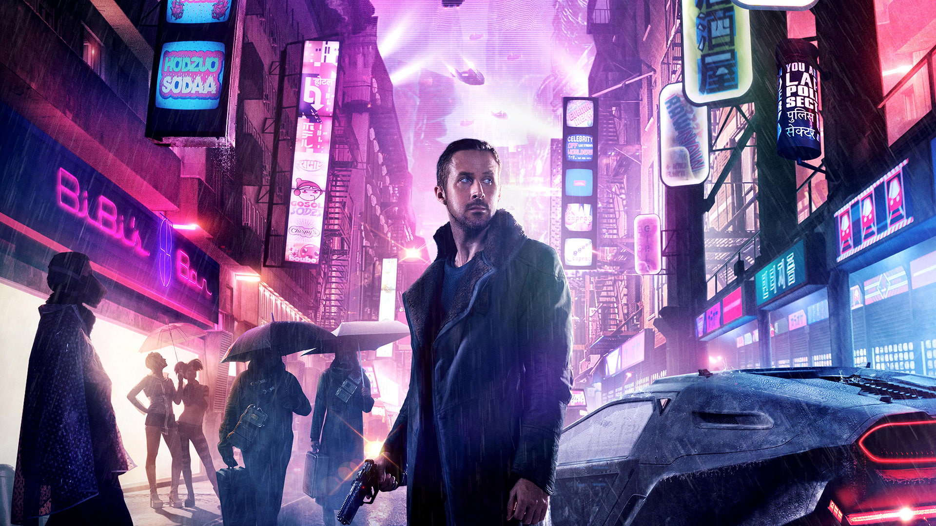 futuristic, Ryan Gosling, Officer K, Blade Runner 2049, neon