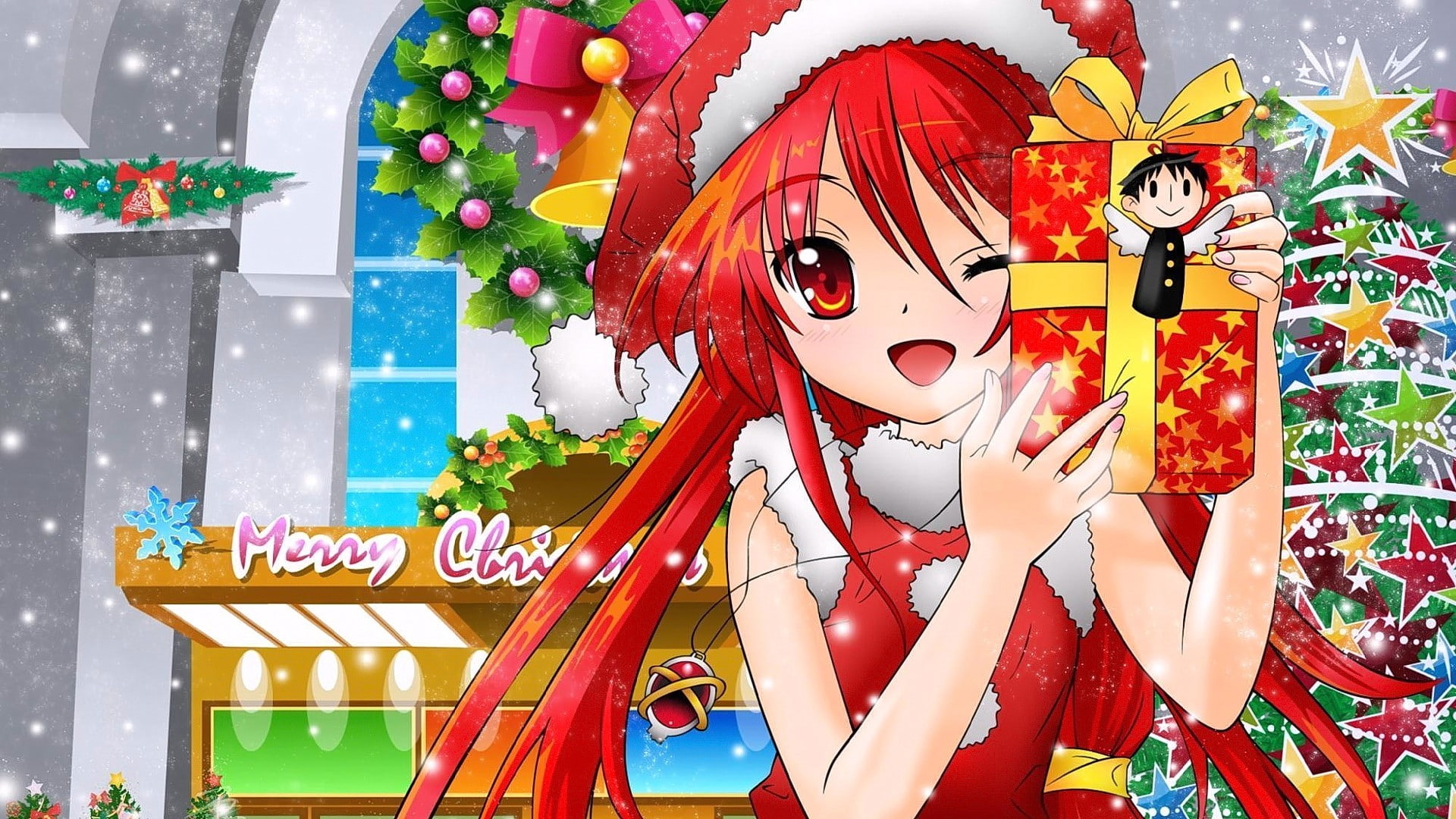 anime, anime girls, Shakugan no Shana, Christmas, decoration