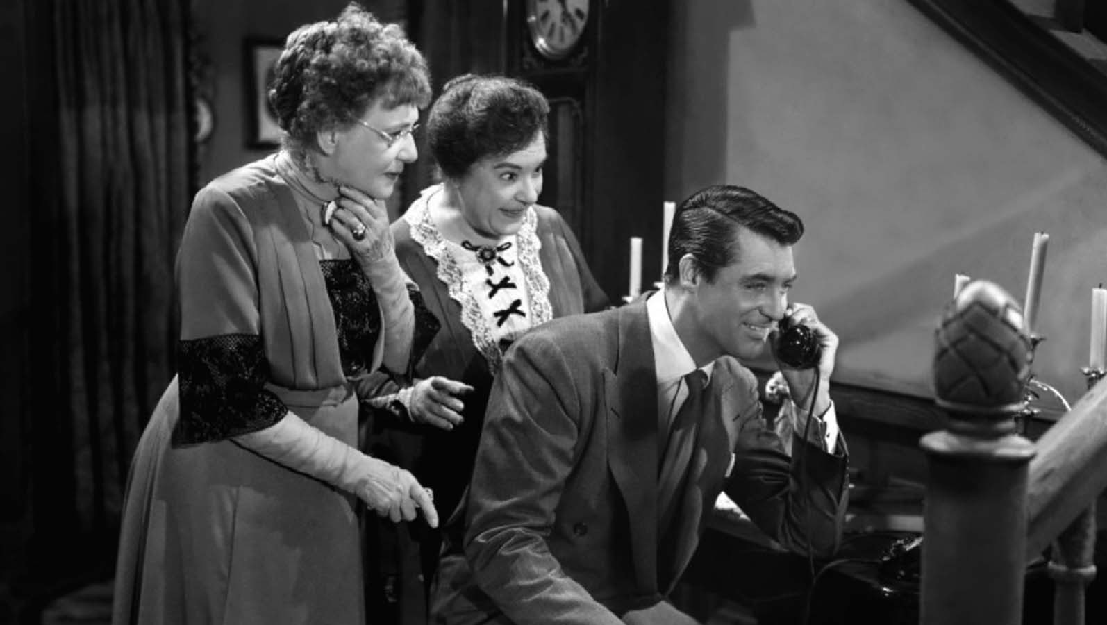 Arsenic and Old Lace, Cary Grant, monochrome, togetherness