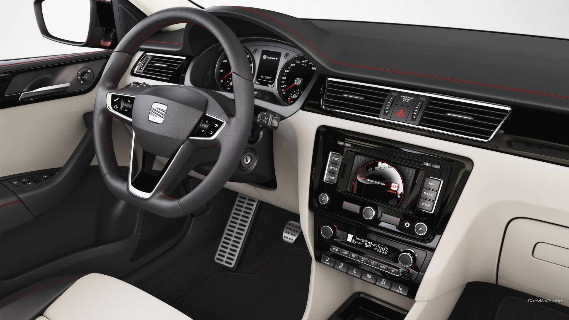 black and white SEAT vehicle interior, car, Seat Toledo, mode of transportation