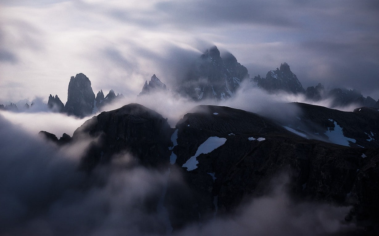Nature, Landscape, Mist, Mountain, Alps, Clouds, Italy, Snowy Peak, Summit