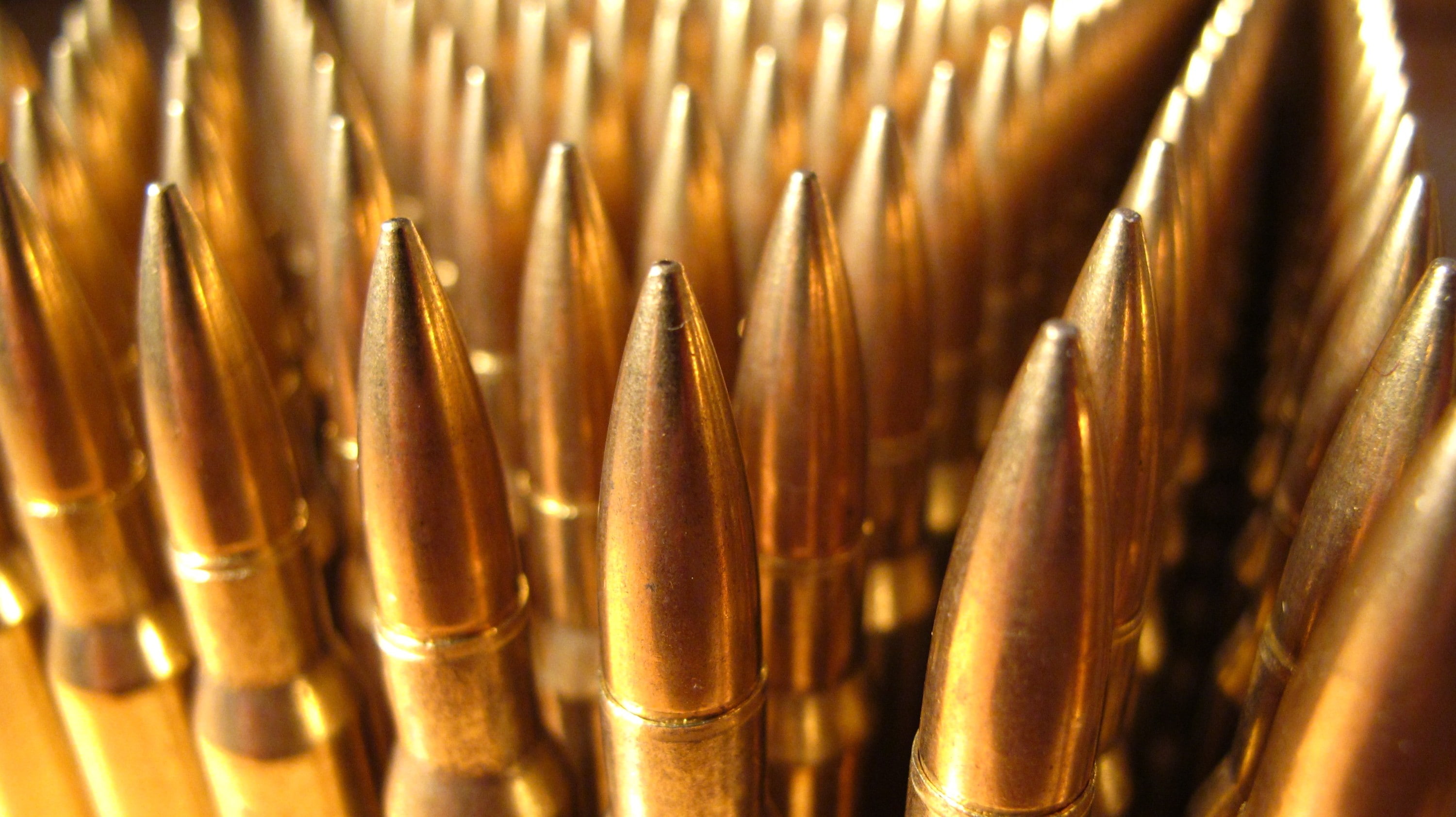 ammunition, macro, violence, bullet, gold colored, weapon, no people