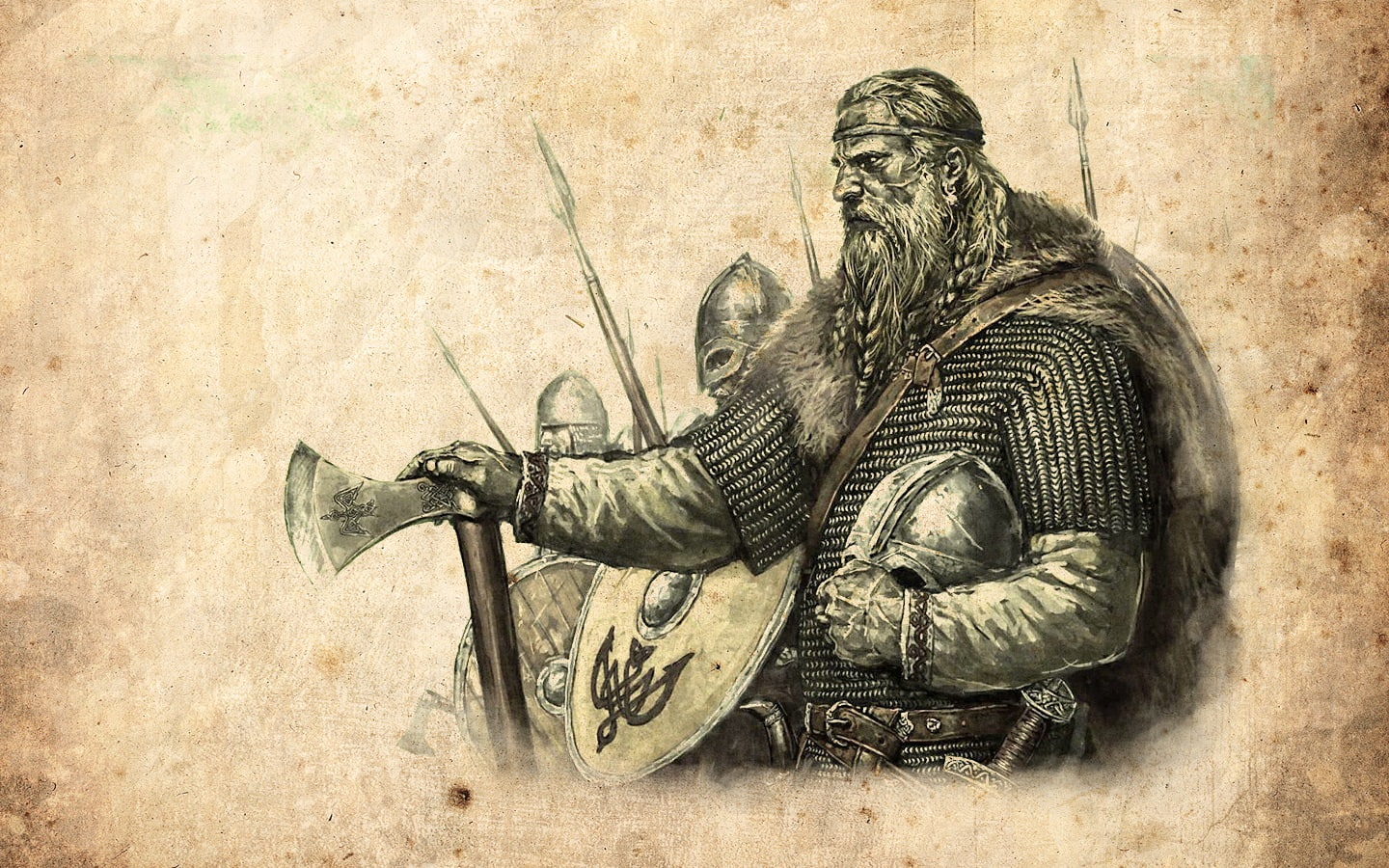 Axe, shield, Vikings, Mount and Blade, video games, artwork