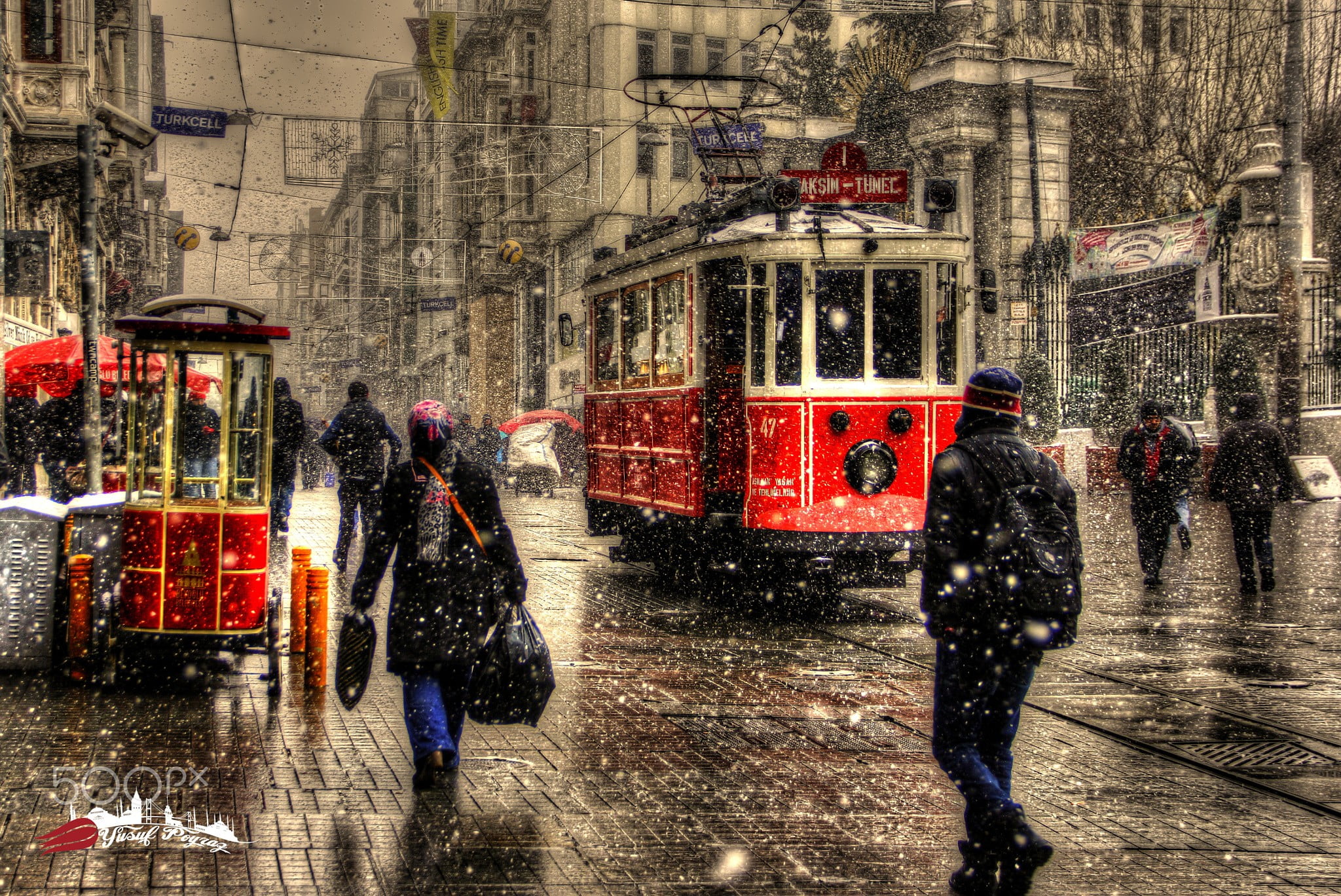 men's black jacket, photography, city, winter, snow, Turkey, Istanbul