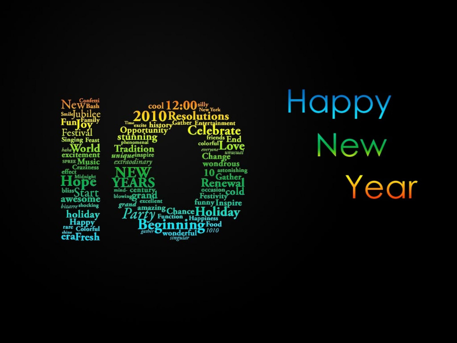 Welcome New Year 2010 HD, happy new year text, celebrations