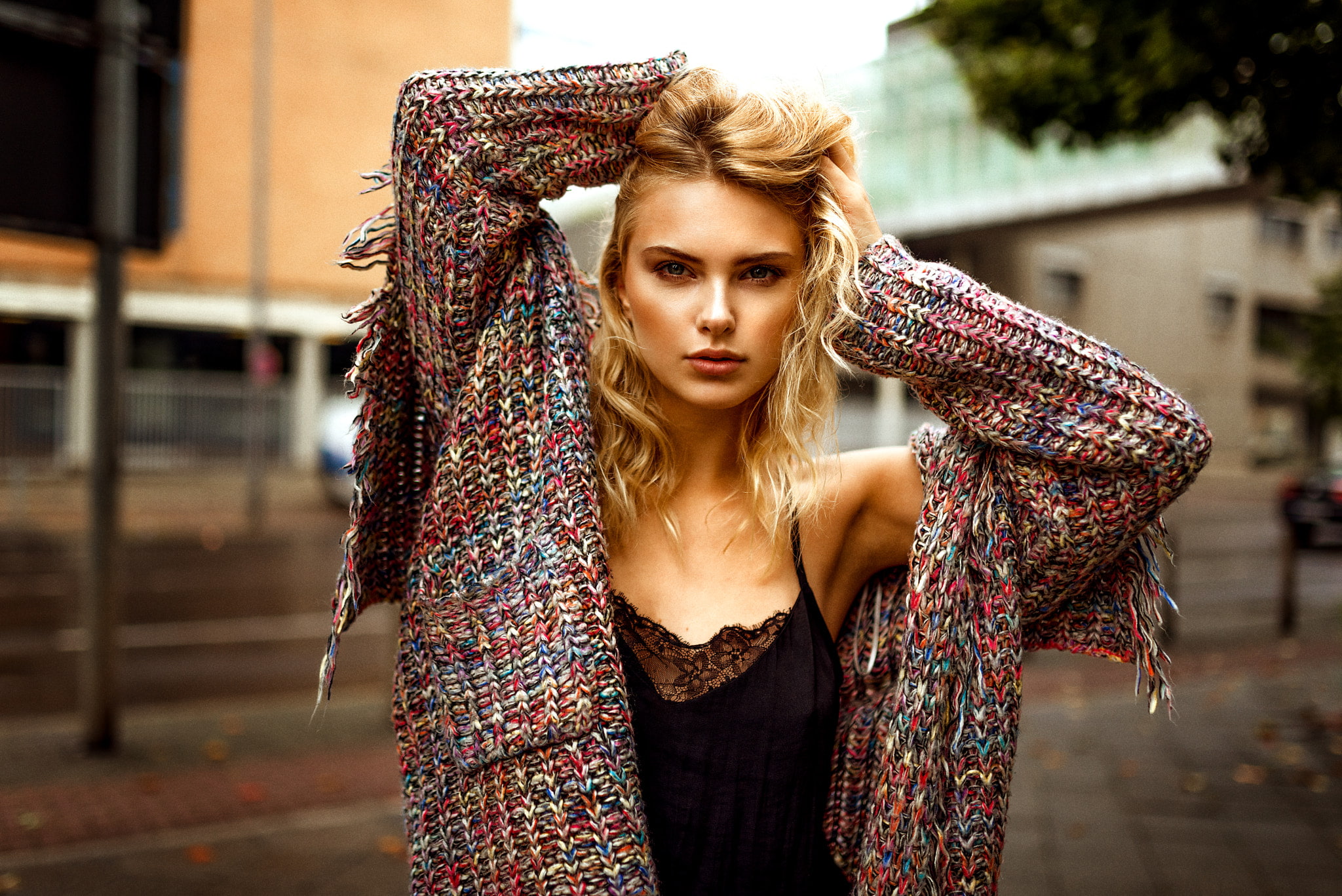 sweater, depth of field, Miro Hofmann, Carla Sonre, women outdoors