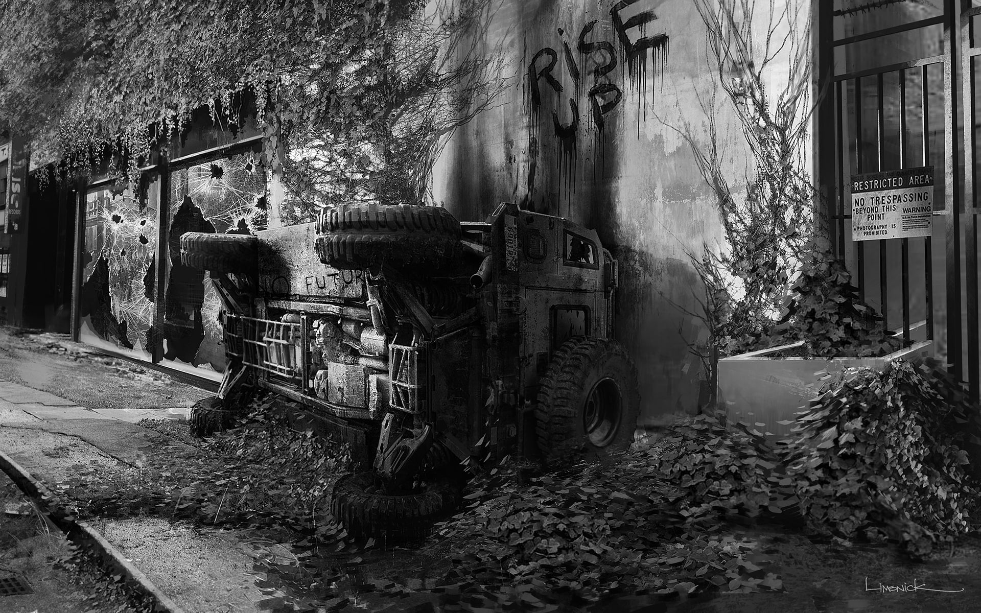 Abandon, anarchy, apocalyptic, Deserted, Overturned, Riot, Truck