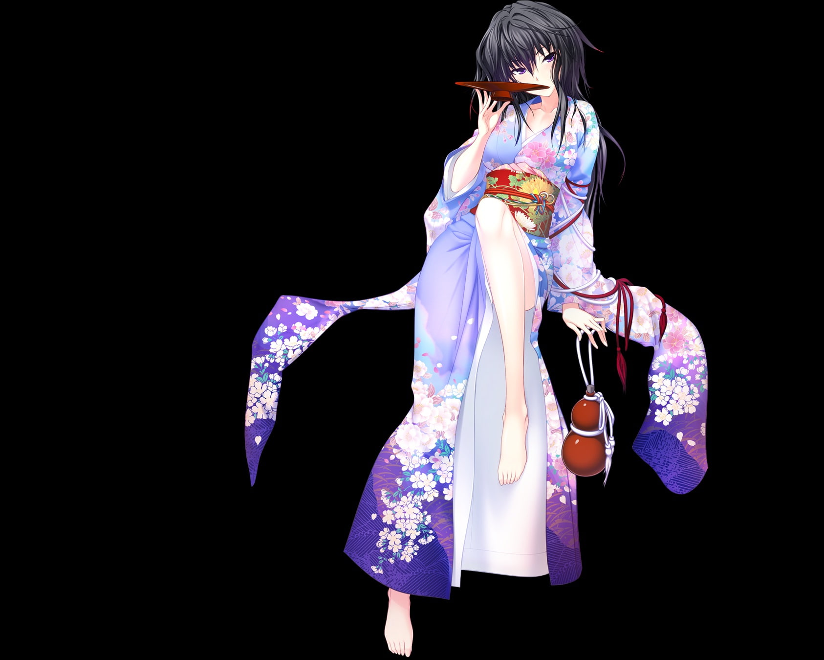 barefoot, benkei, black, clothes, hair, japanese, kawagishi
