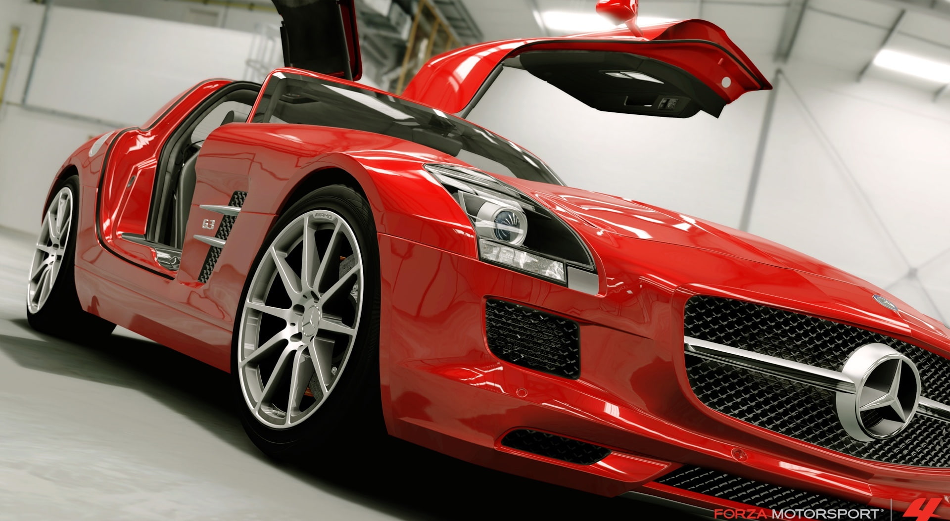 Forza Motorsport 4, red Mercedes-Benz SLS AMG, Games, video game