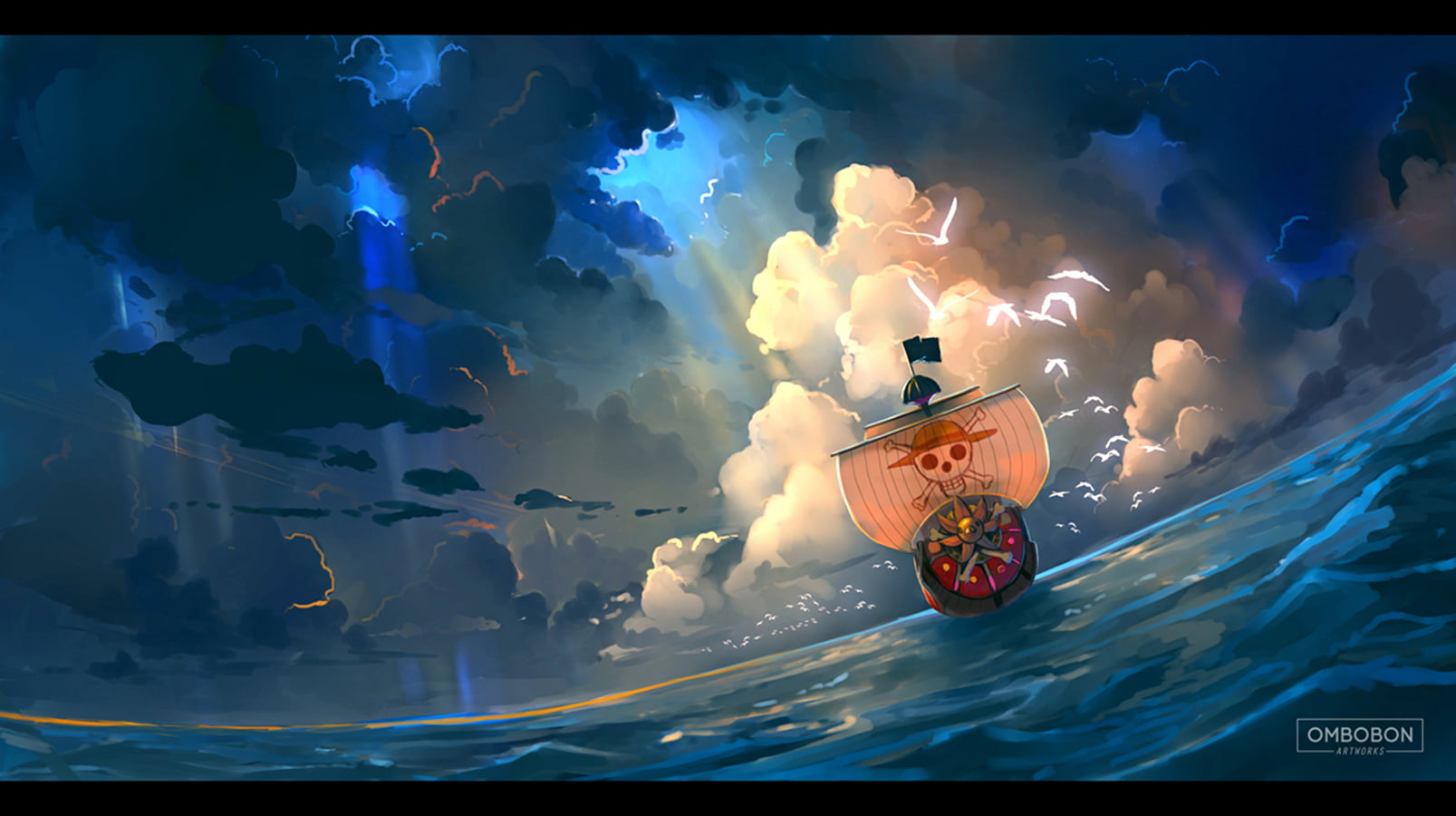 One Piece Going Merry 3D wallpaper, anime, cloud - sky, nature
