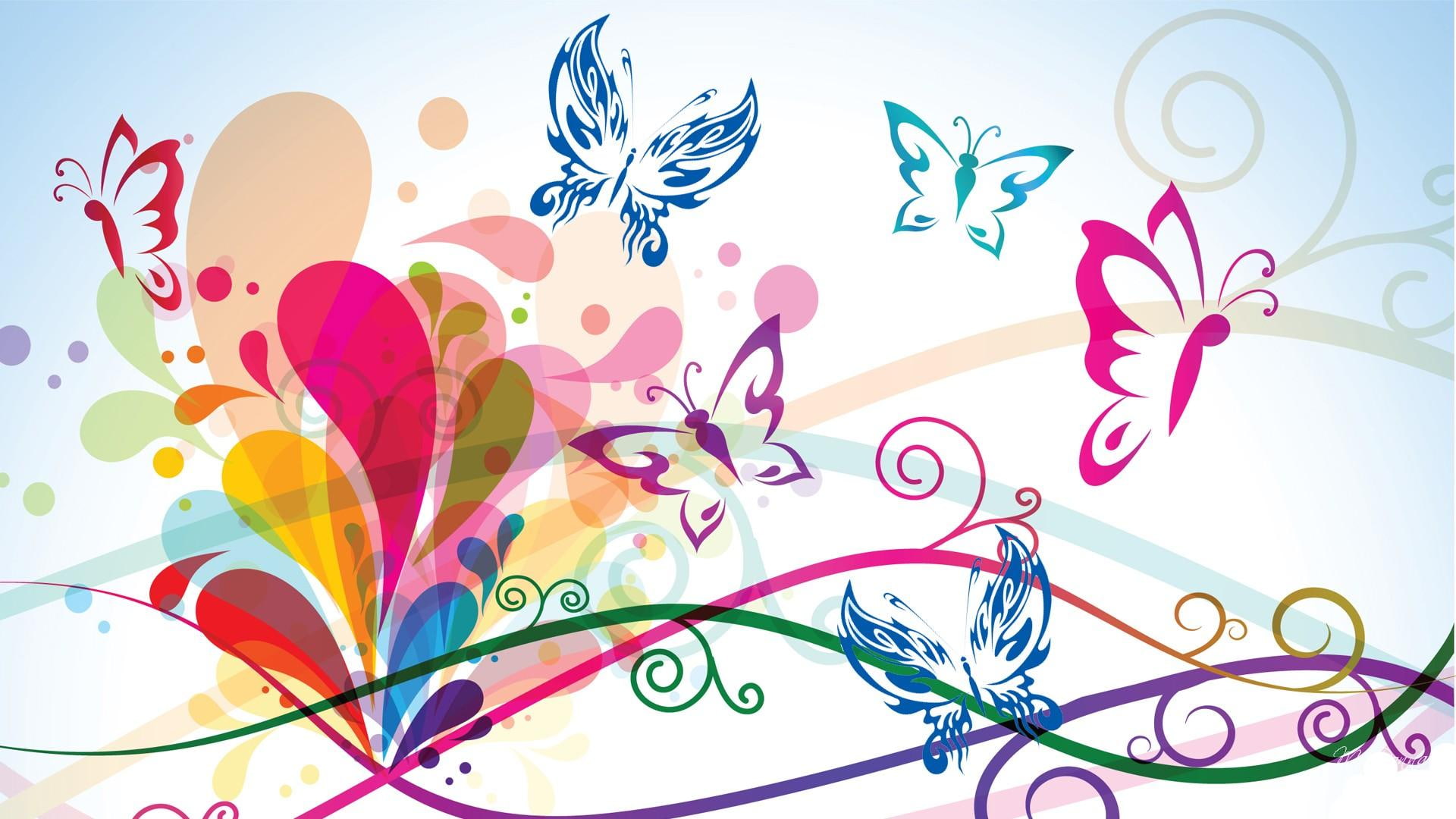 Loving Butterflies, swish, bright, butterfly, pink, vector, abstract