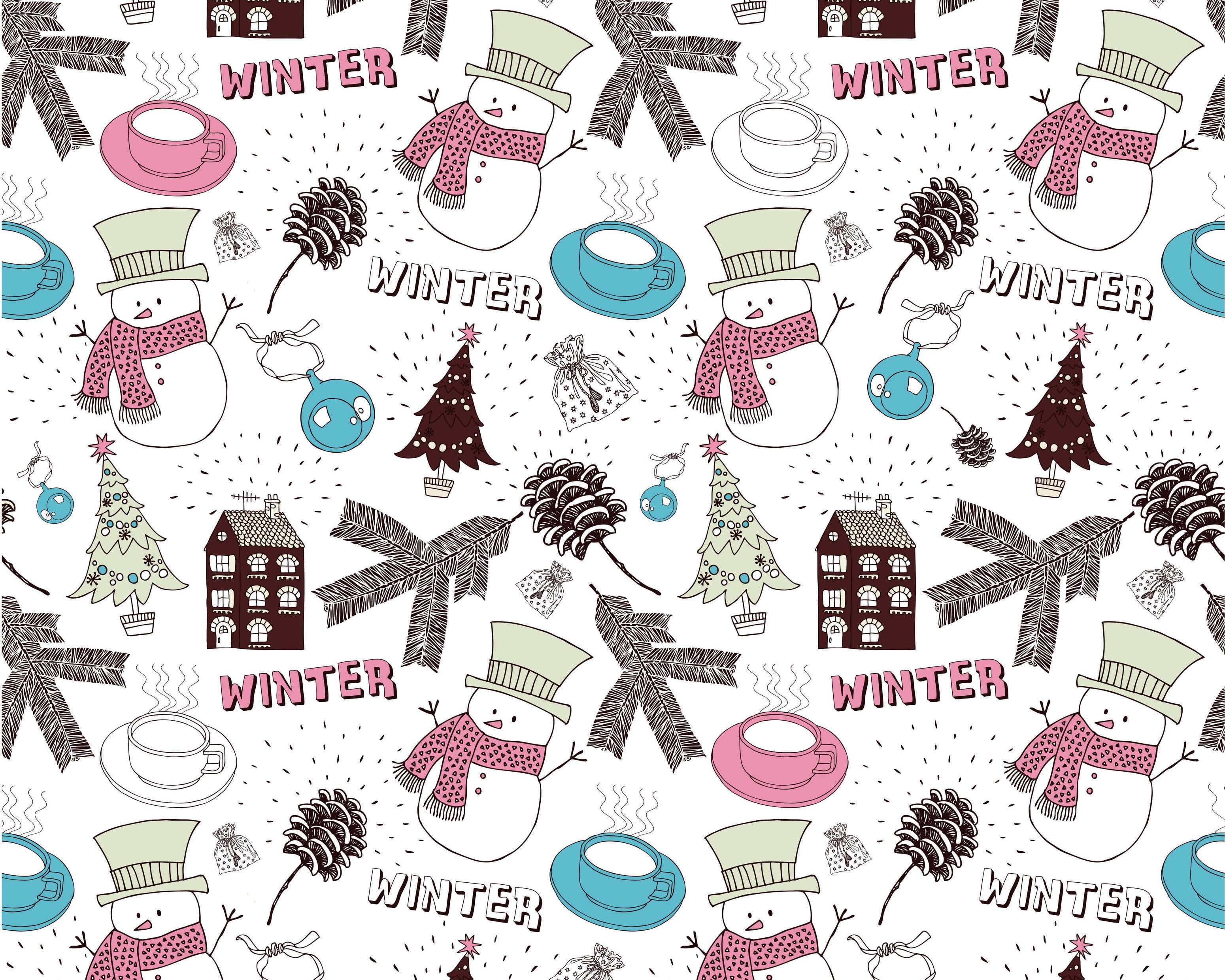 Christmas themed collage wallpaper, winter, house, new year, ball