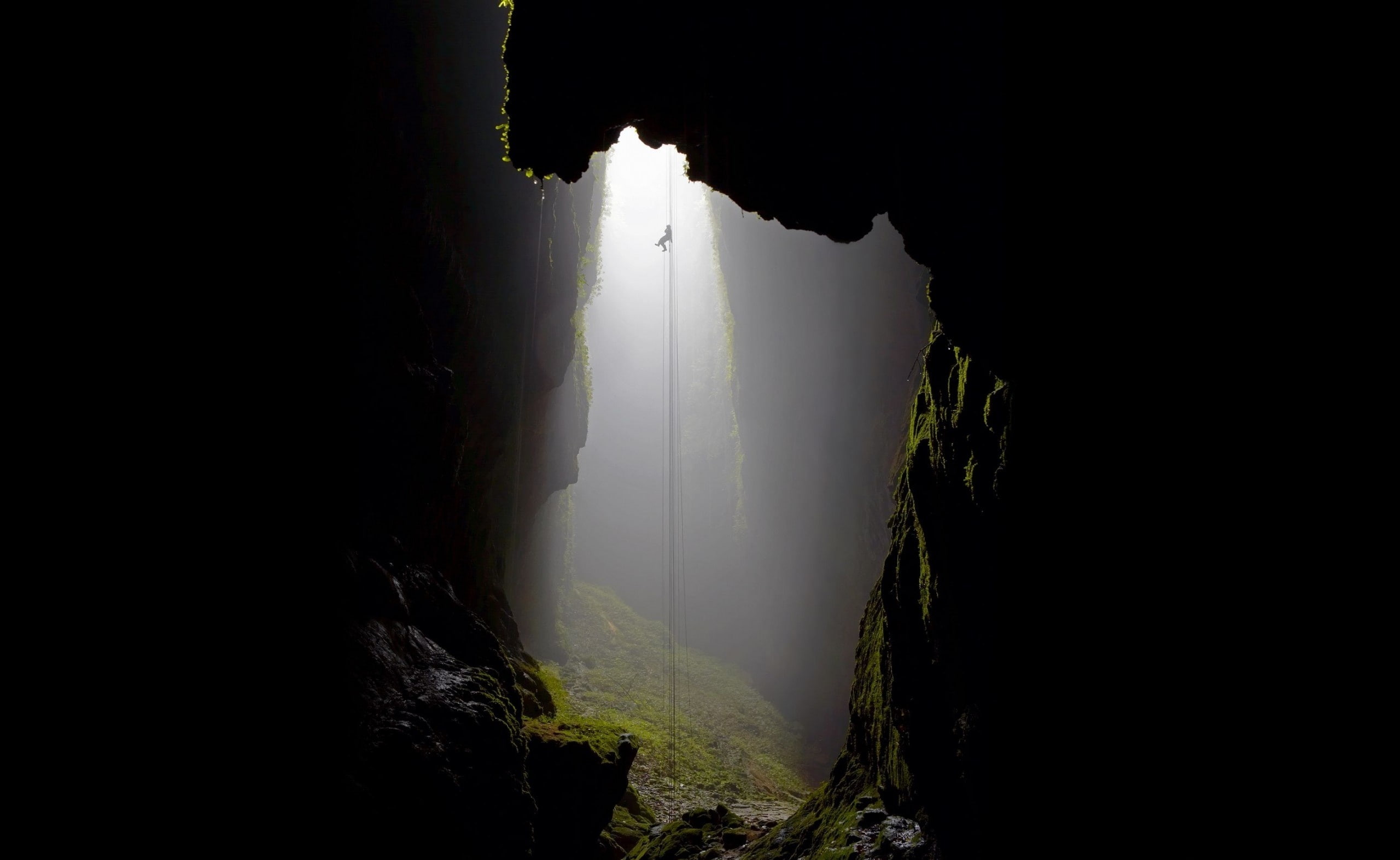 Descending Into Deep Cave, Nature, Landscape