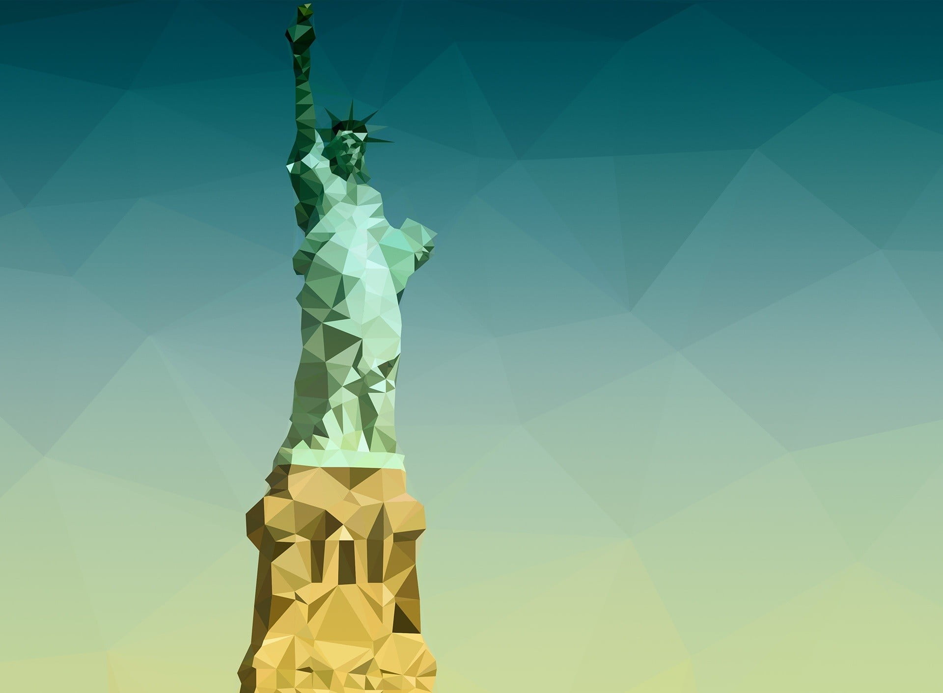 Statue of Liberty illustration, triangle, Photoshop, blue, low poly