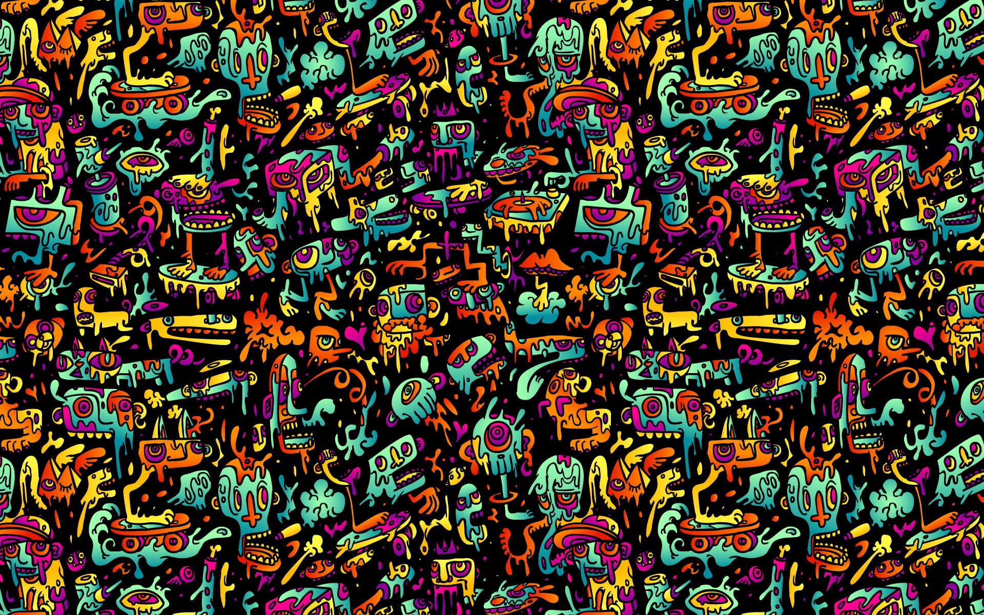 multicolored doodle wallpaper, abstract, colorful, multi colored
