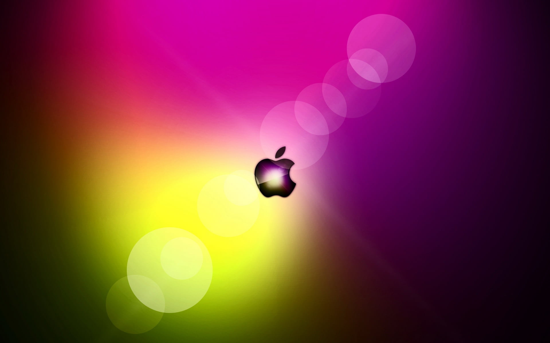 Shine Apple, black and pink Apple logo, Computers, colorful, lens flare