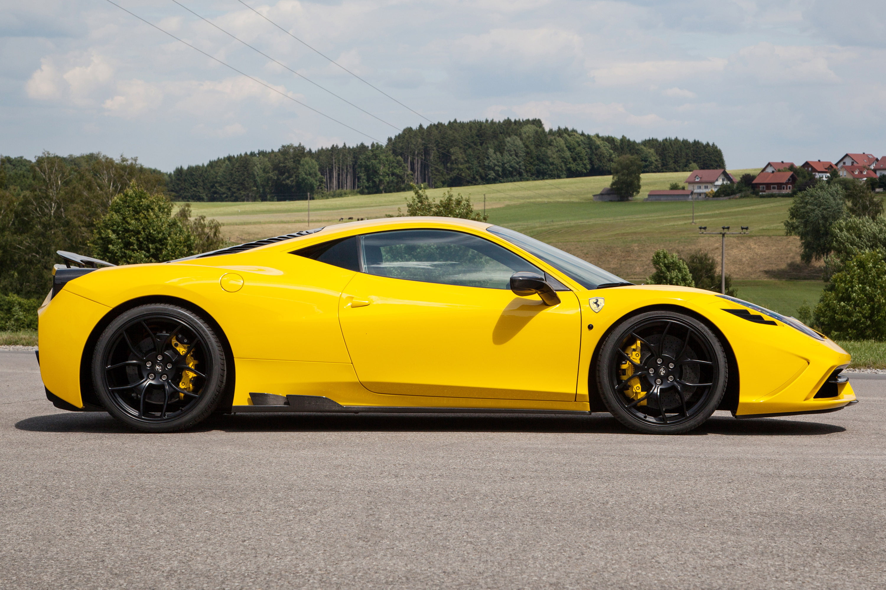 yellow sports coupe, novitec rosso, ferrari, 458, speciale, 2014