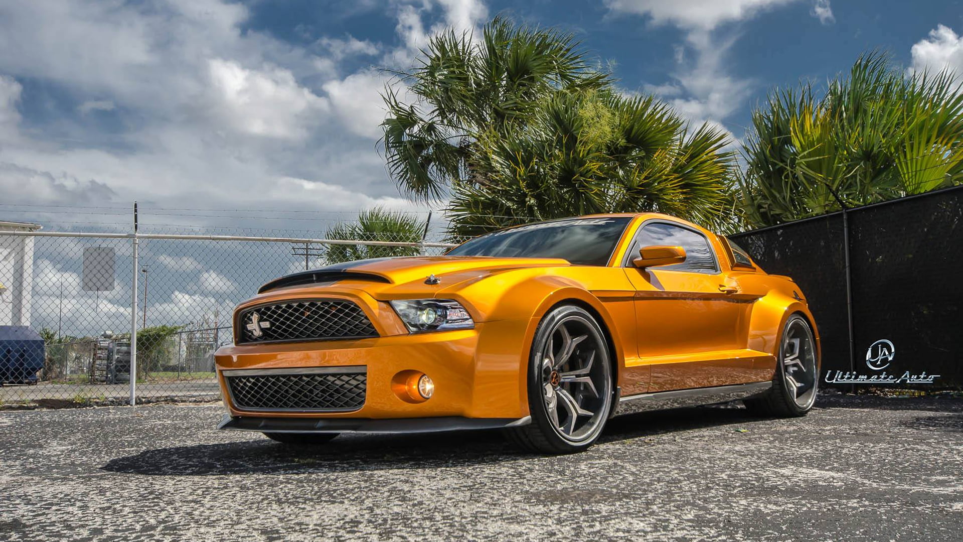 orange coupe, Mustang, Ford, Shelby, GT500, muscle car, front