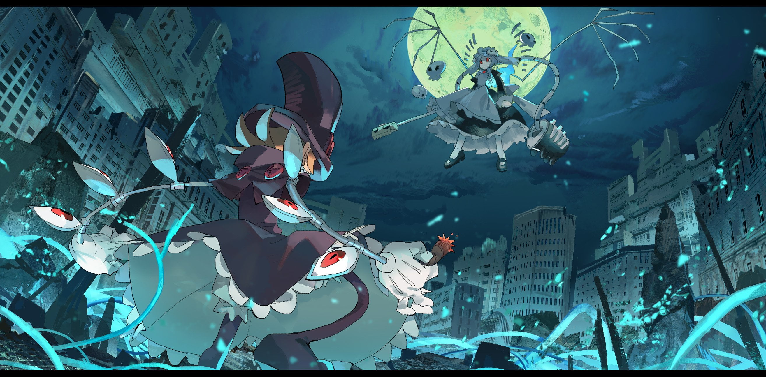 Free download | HD wallpaper: Skullgirls, Moon, building | Wallpaper Flare