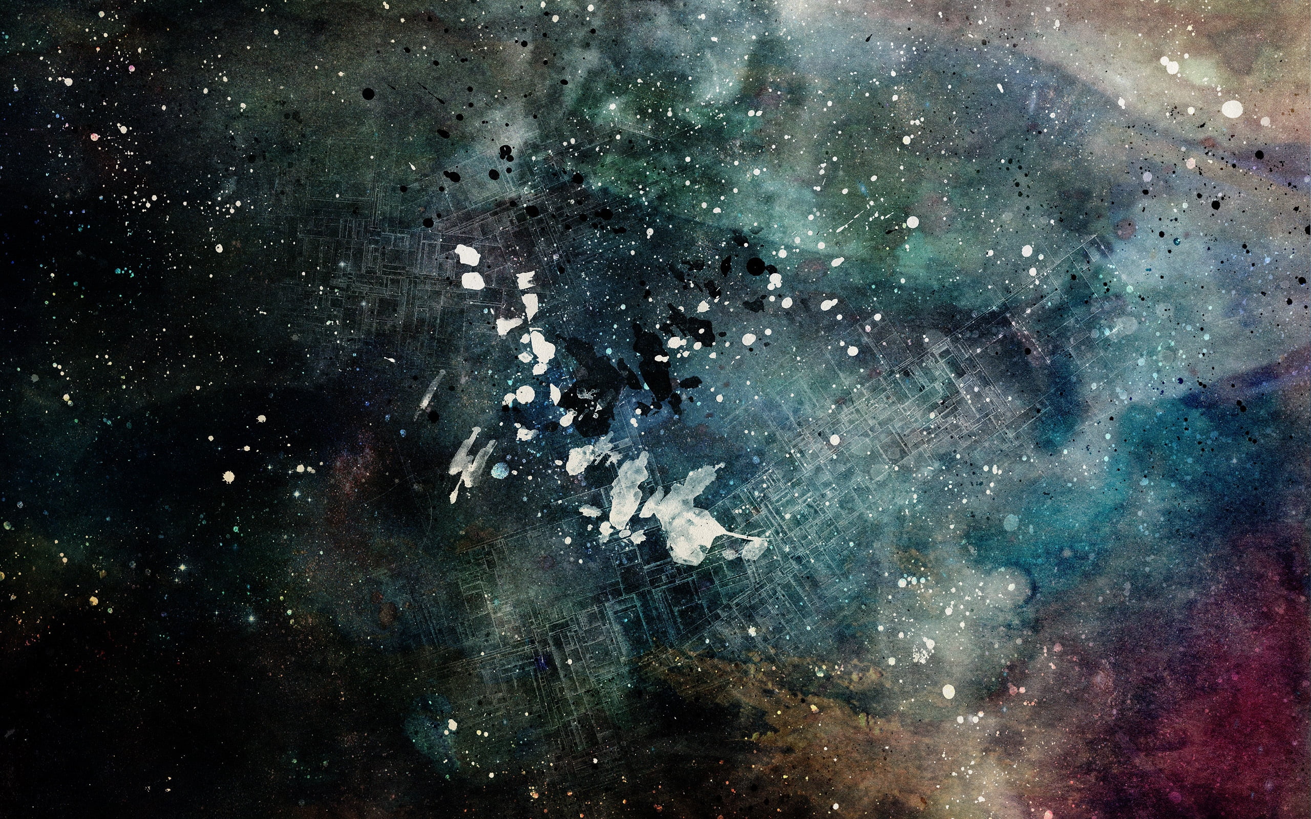 galaxy digital wallpaper, texture, drops, glitter, stain, paint