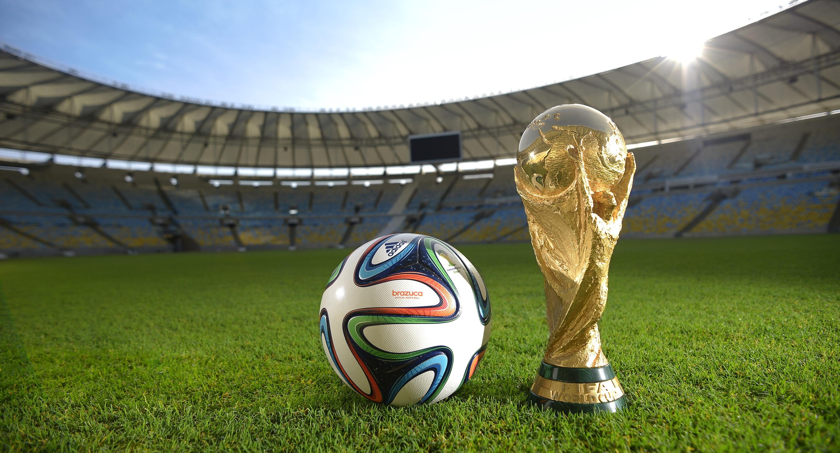 Brazuca ball of the 2014 World Cup in Brazil, gold plated ball award with soccer ball