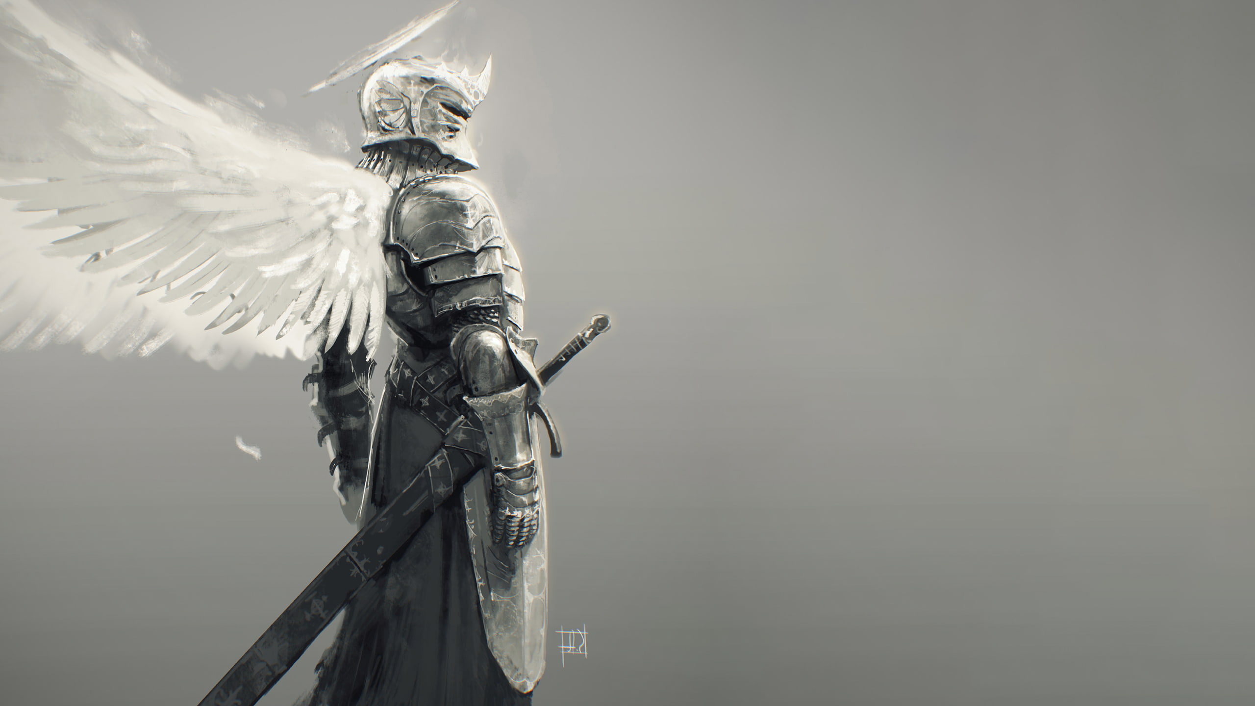 Angel Wings, Fantasy Armor, fantasy Art, knight, sword