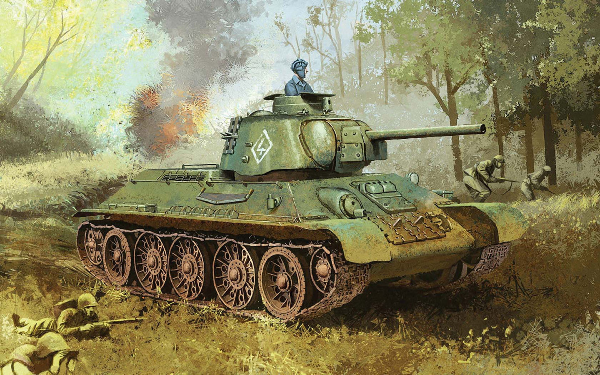 green battle tank, Soviet, average, T-34-76, thirty-four, Domestic