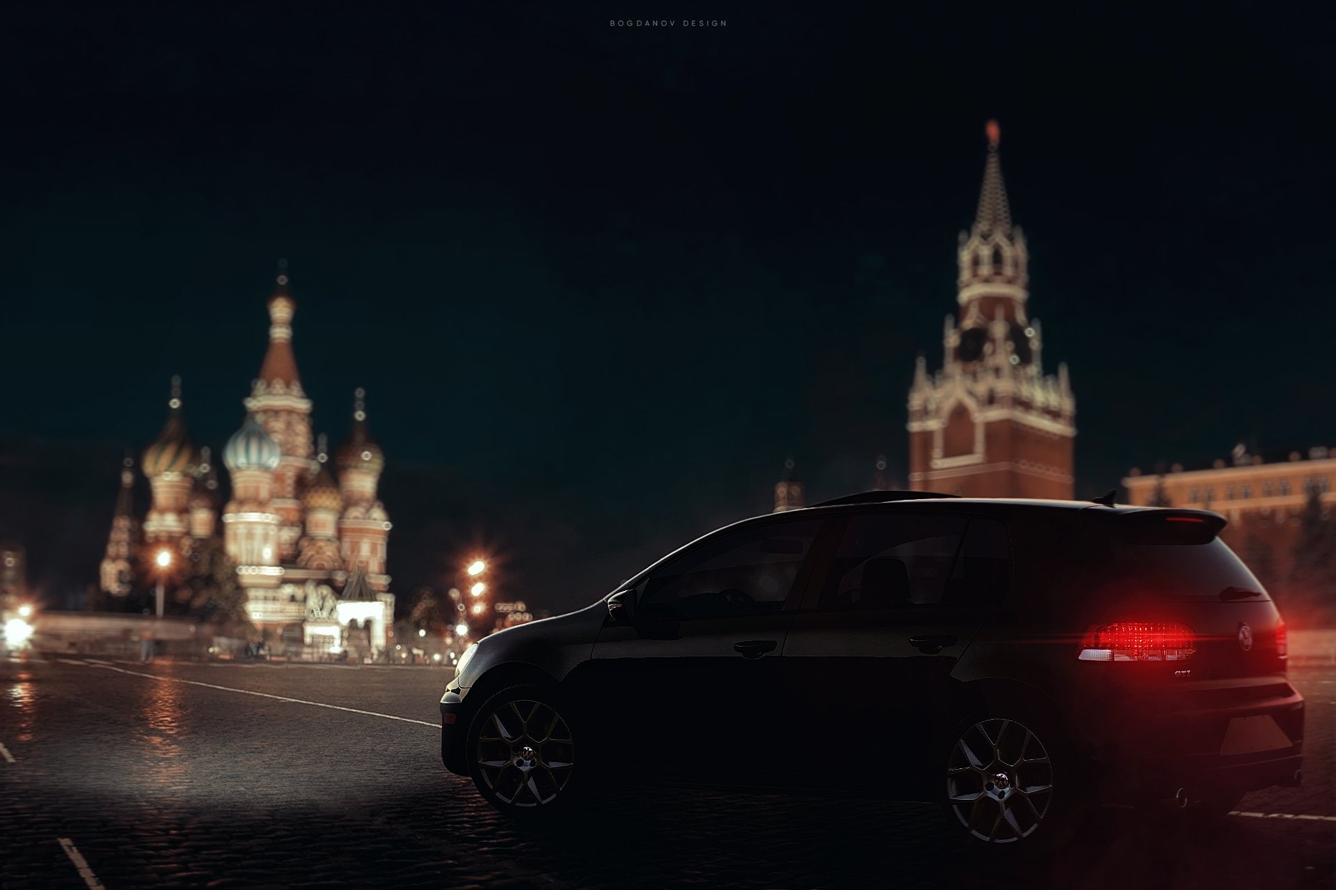 car, Moscow, Photoshop, Volkswagen Golf Mk6 GTI
