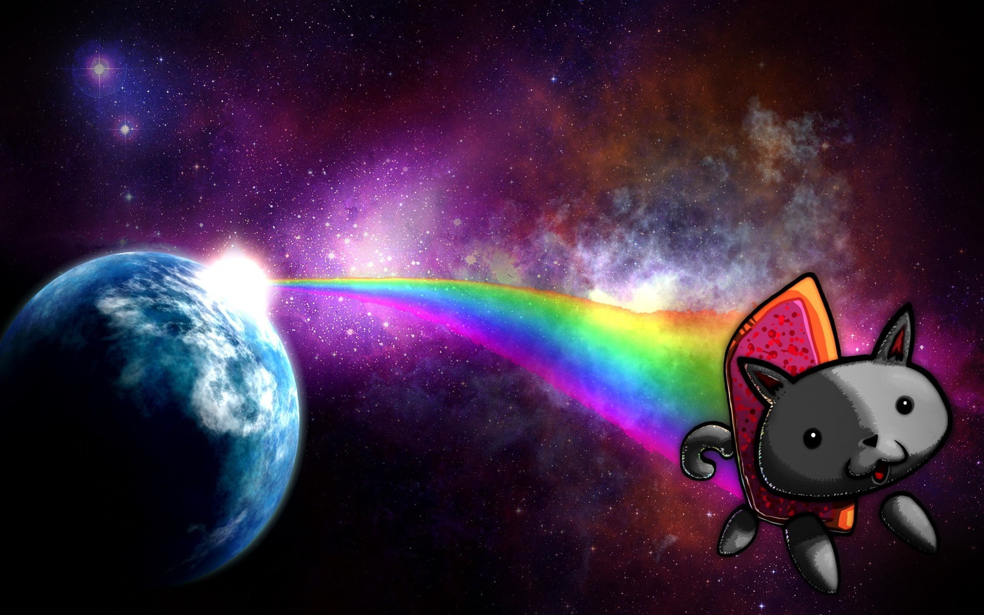 Free download | HD wallpaper: nyan cat memes cat planet space rainbows ...