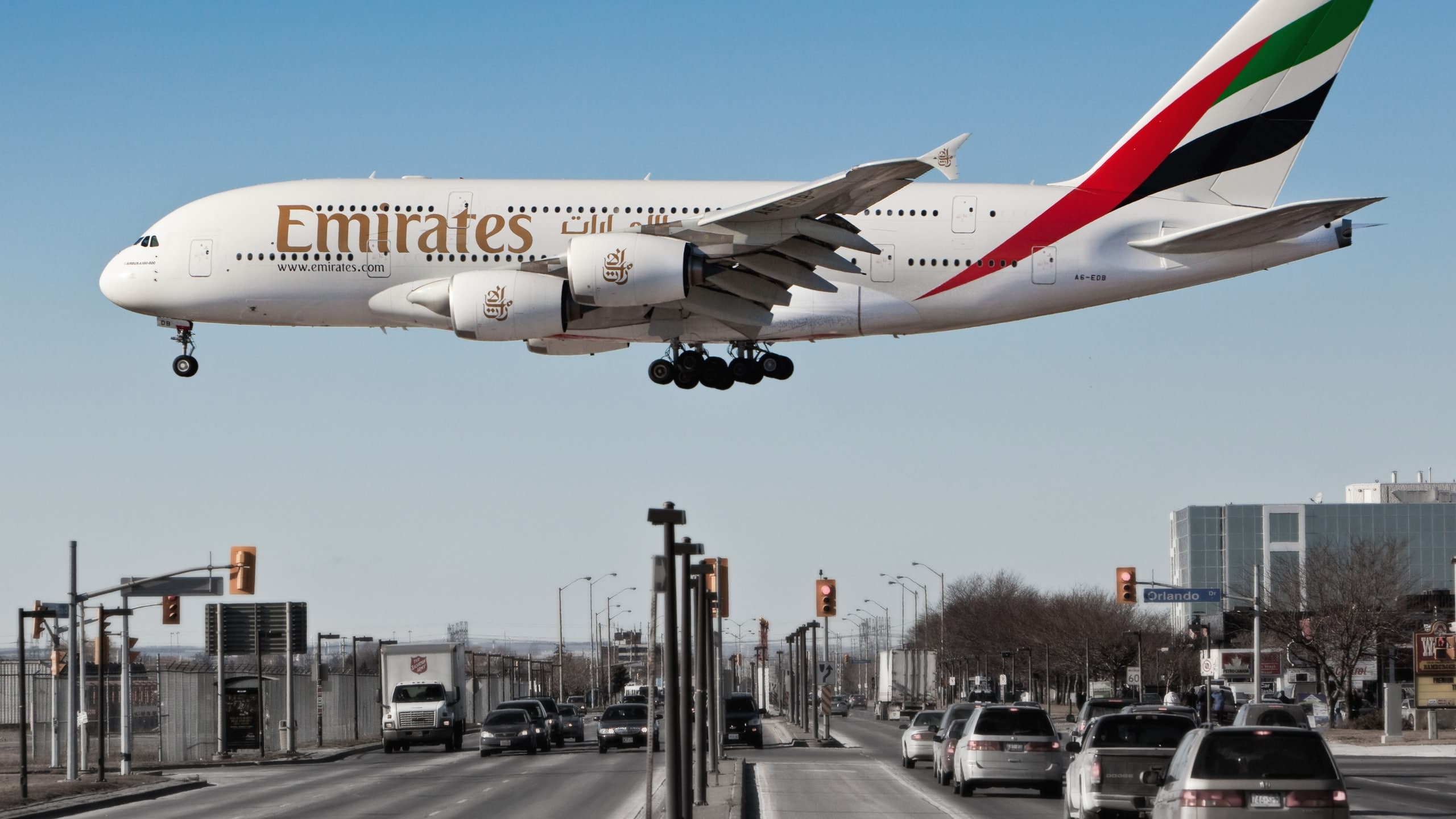 airplane airbus a 380 861 emirates, transportation, mode of transportation