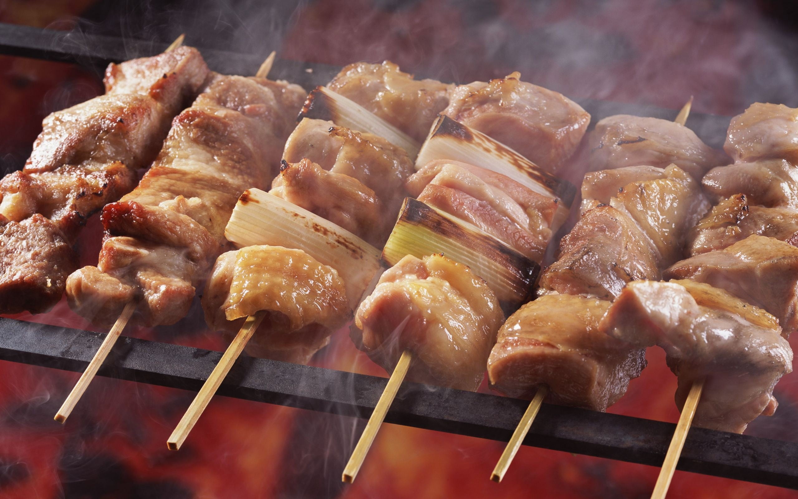 pork barbecue, kebab, skewers, grilled, meat, food, beef, cooking