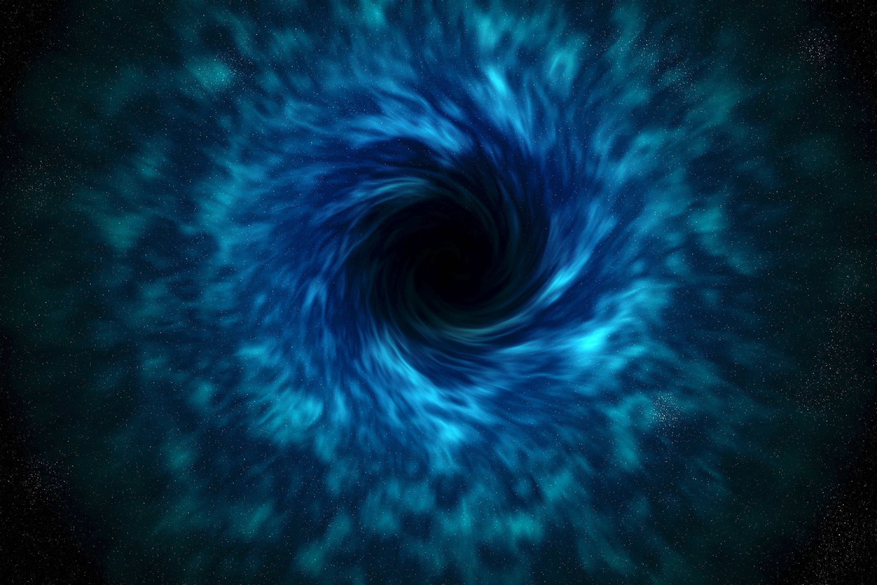 blue whirl illustration, stars, time, space, distortion, the bleck hole