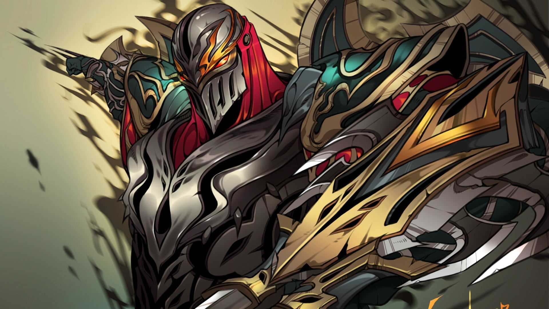gray armored character digital wallpaper, Zed (League of Legends)