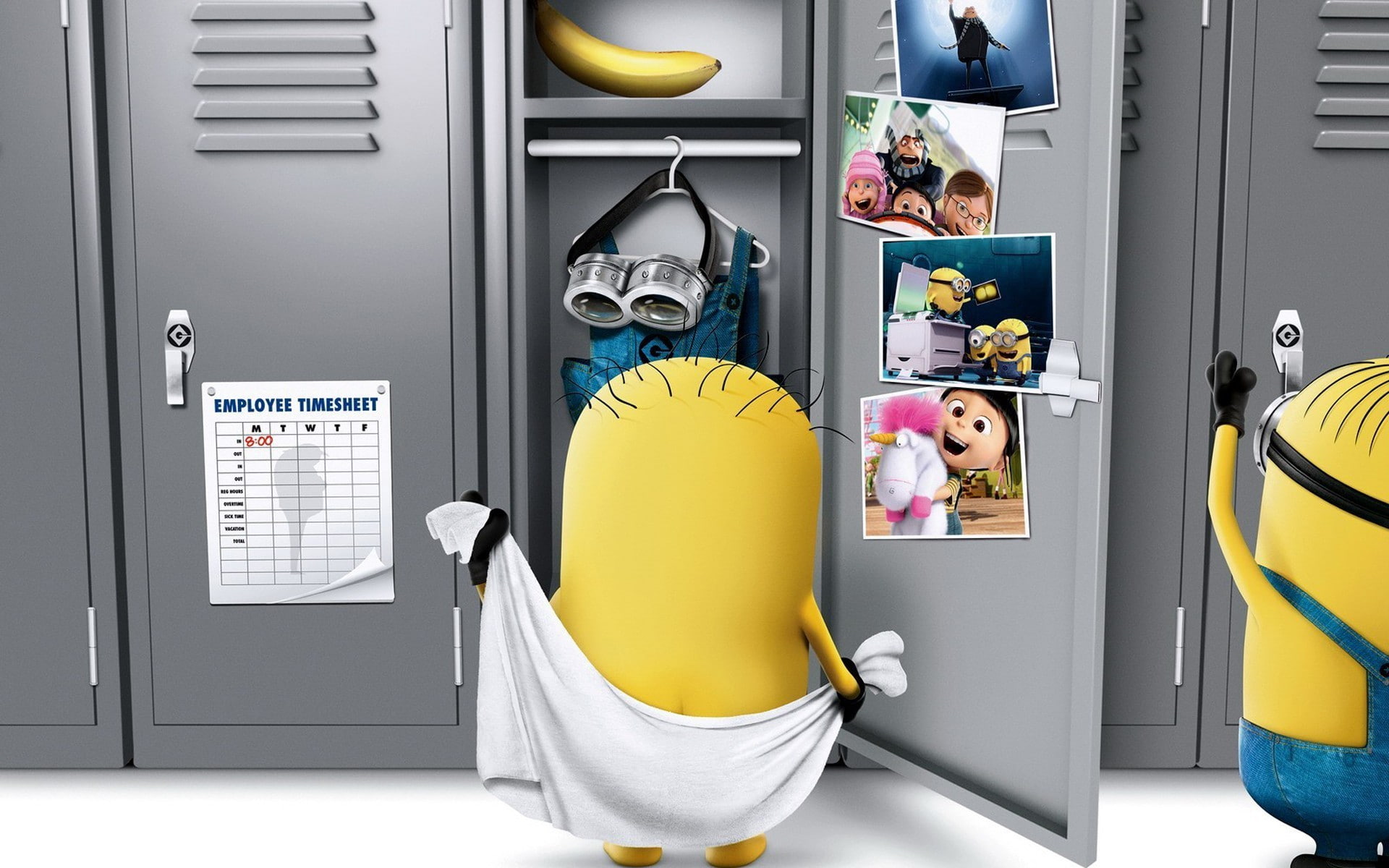 unicorns, lockers, Despicable Me, bananas, animated movies