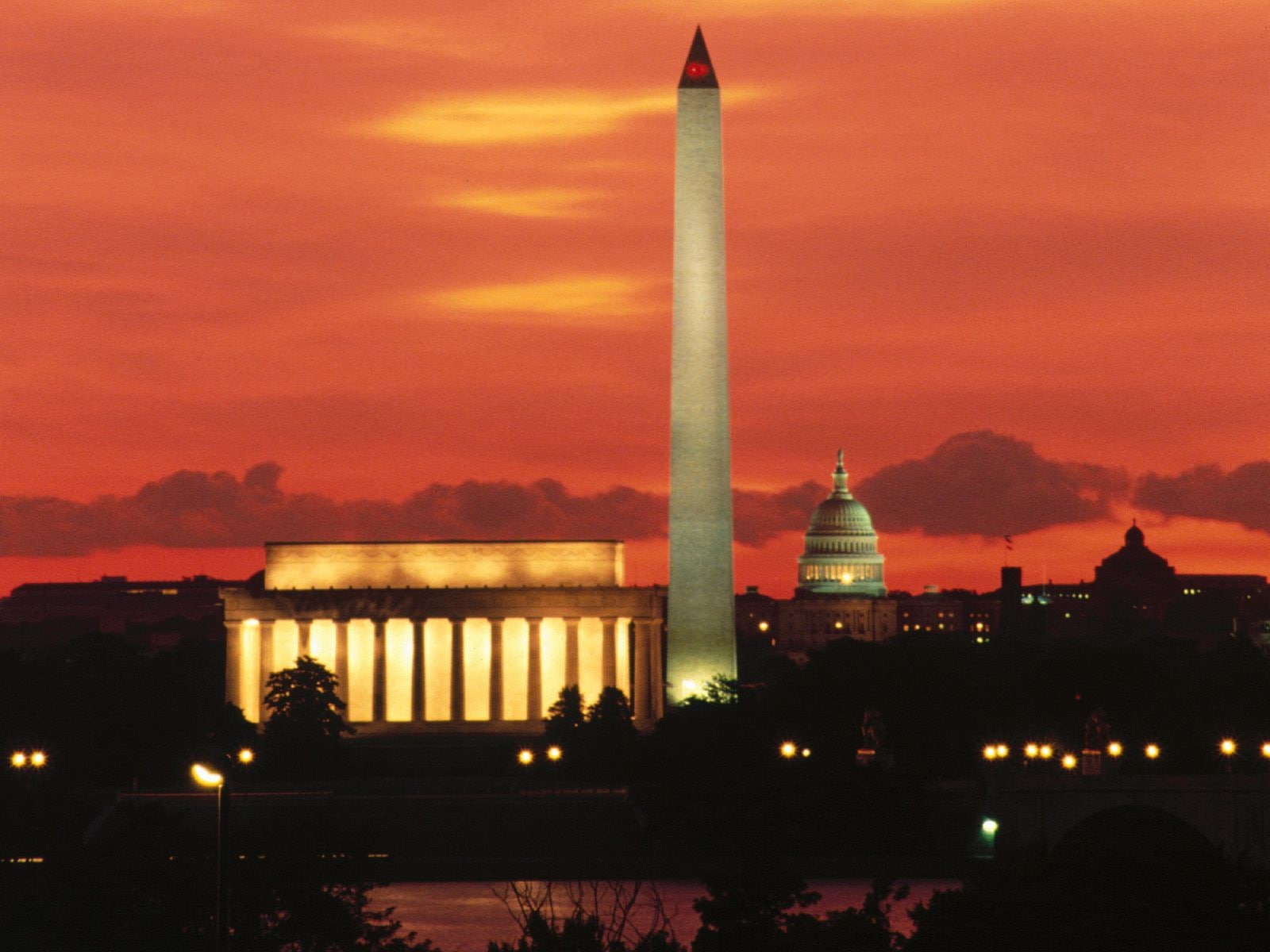 Washington, D.C., monument, Obelisk, city, building, dusk, architecture