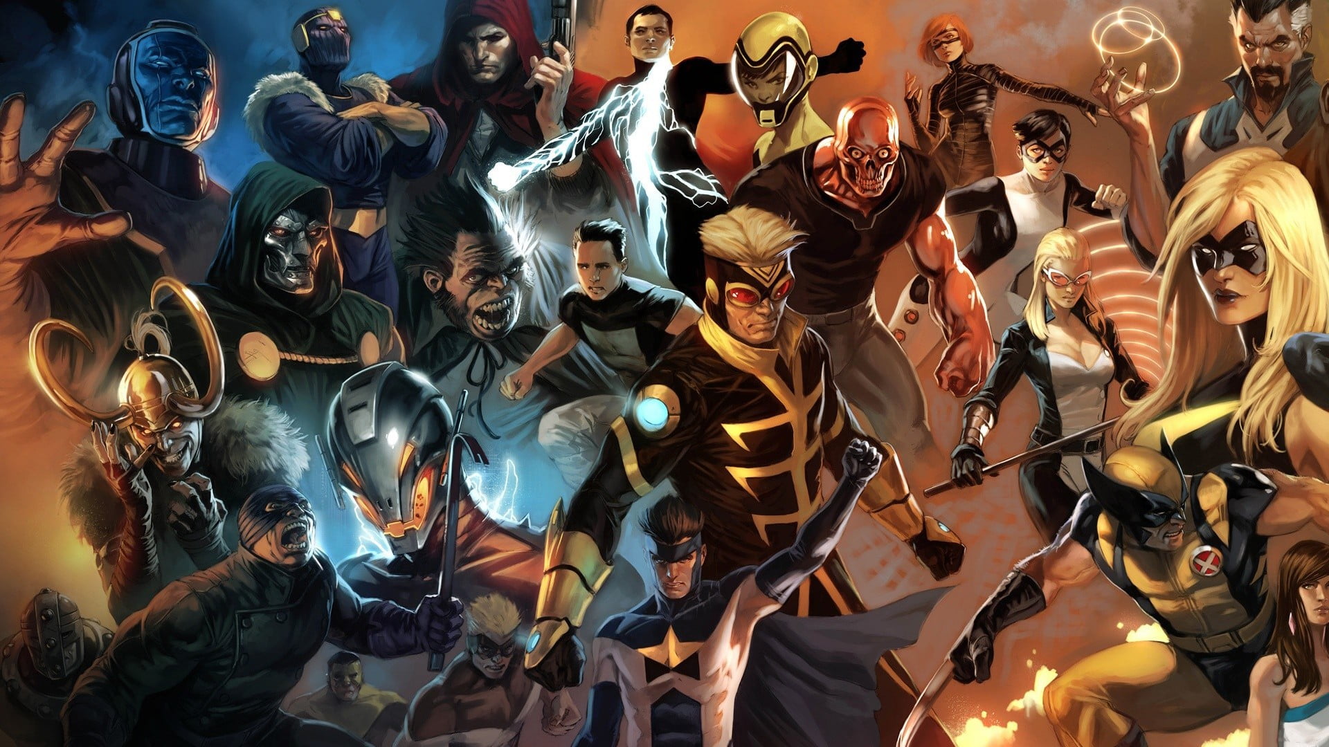 Wolverine wallpaper, Marvel Comics, Loki, real people, group of people